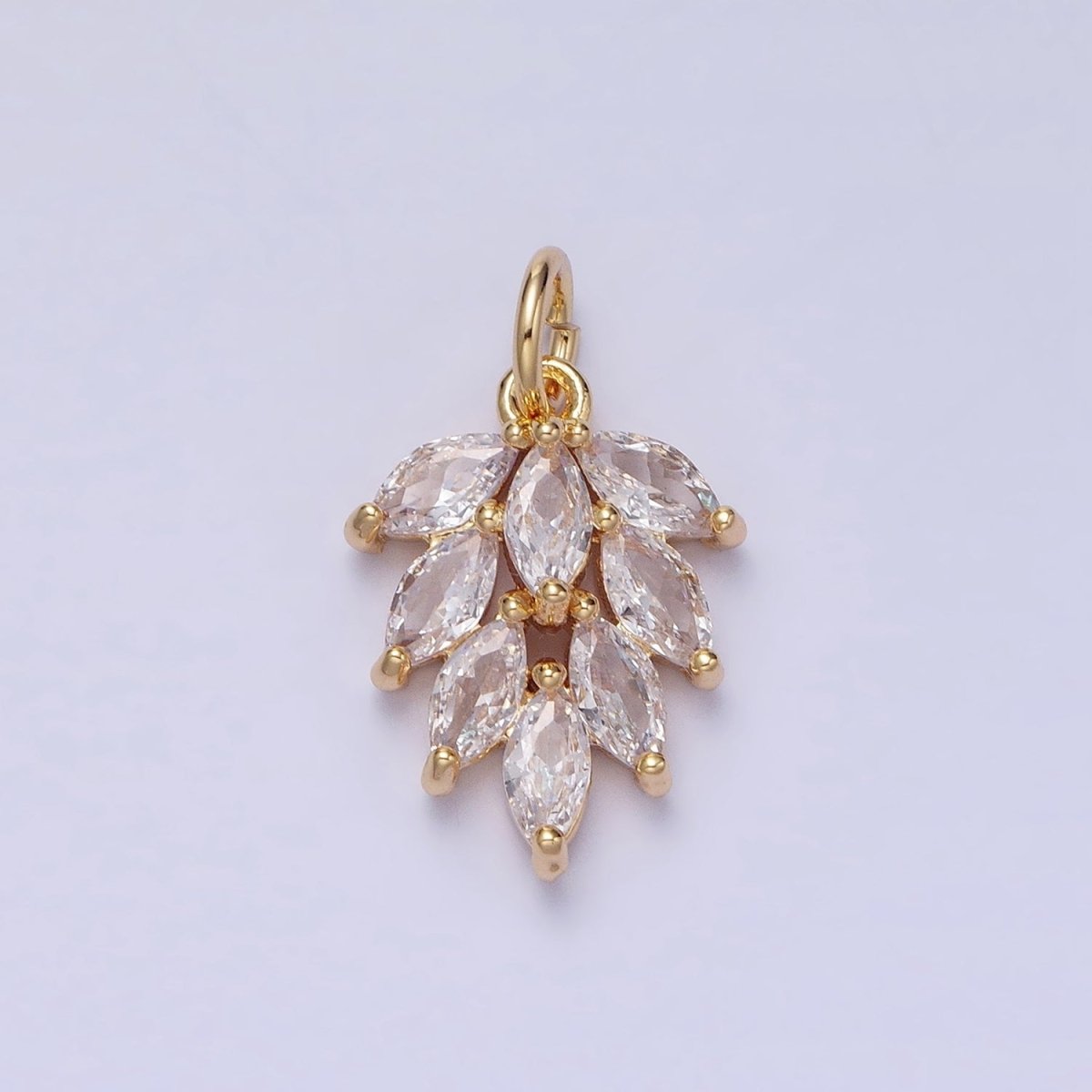 16K Gold Filled 18.7mm Clear Marquise Leaf Geometric Charm in Gold & Silver | AC1195 AC1196 AC964 AC965