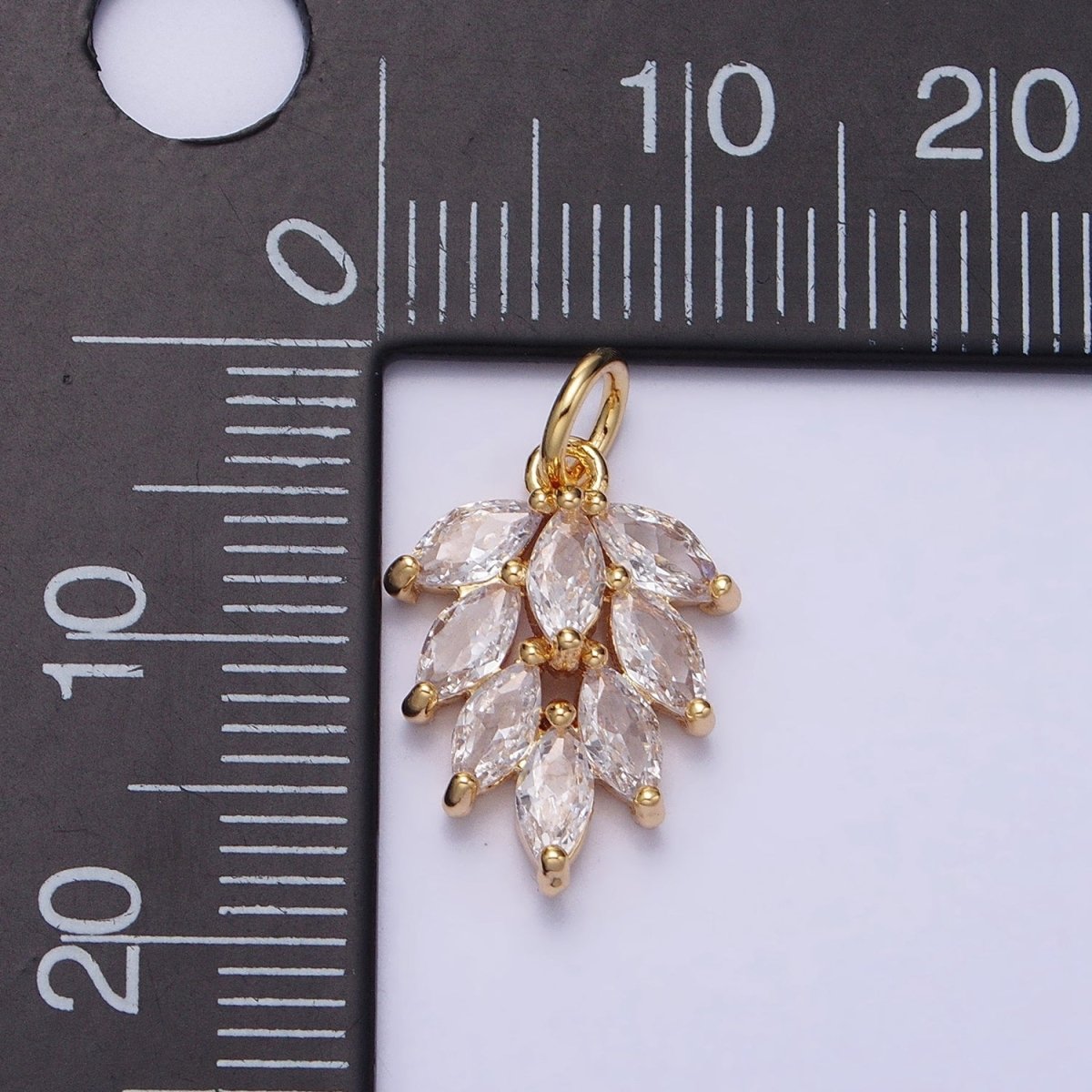 16K Gold Filled 18.7mm Clear Marquise Leaf Geometric Charm in Gold & Silver | AC1195 AC1196 AC964 AC965