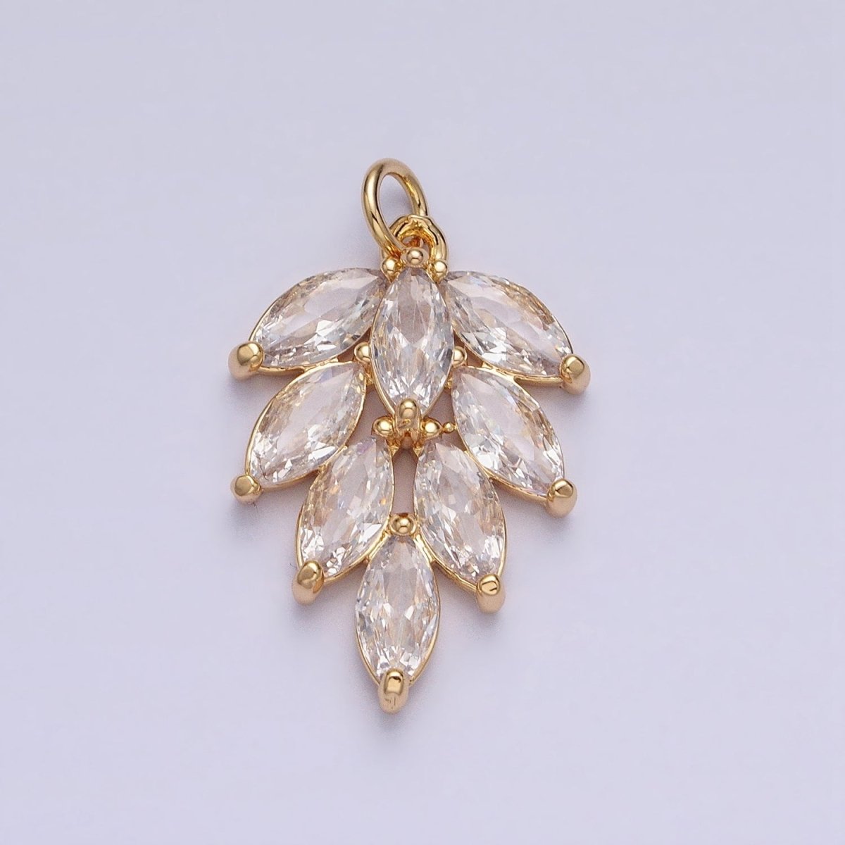 16K Gold Filled 18.7mm Clear Marquise Leaf Geometric Charm in Gold & Silver | AC1195 AC1196 AC964 AC965