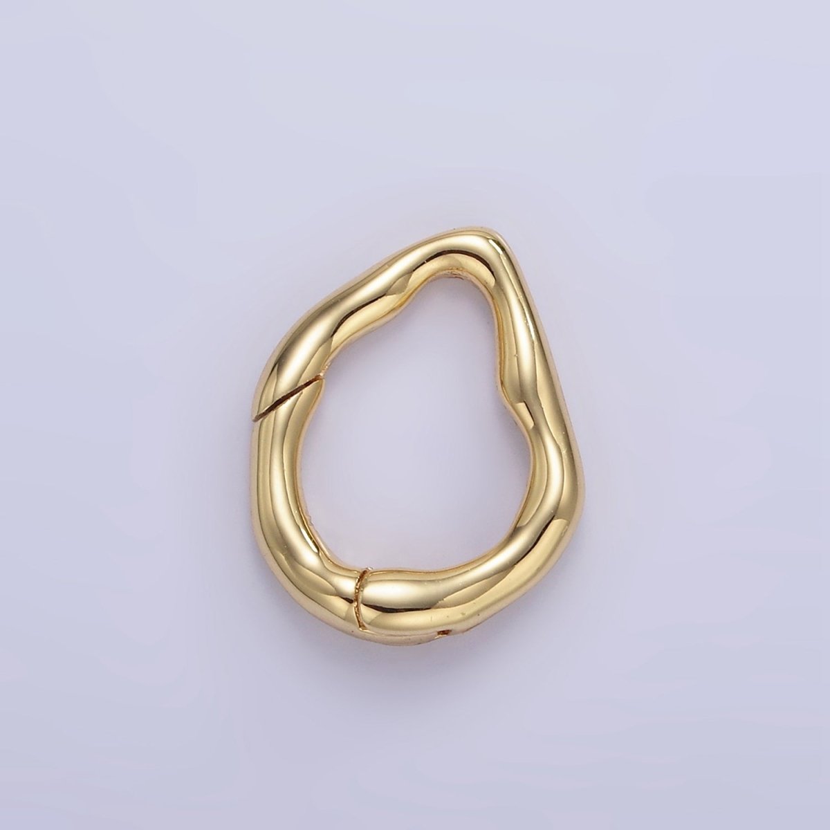 16K Gold Filled 18mm Abstract Hammered Push Spring Gate Findings | Z888 - DLUXCA