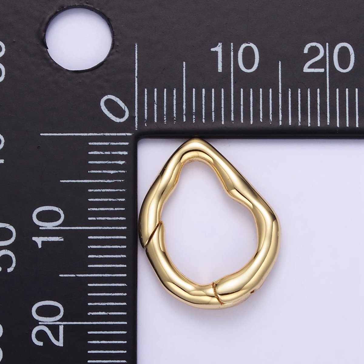 16K Gold Filled 18mm Abstract Hammered Push Spring Gate Findings | Z888 - DLUXCA