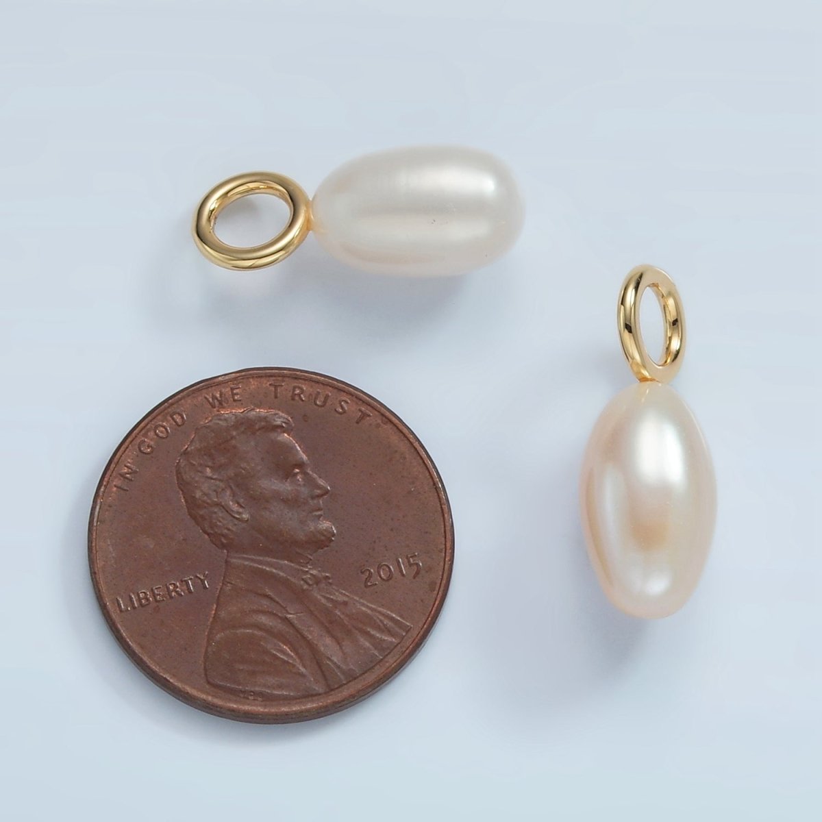 16K Gold Filled 18mm White Freshwater Pearl Drop Pendant | P1866