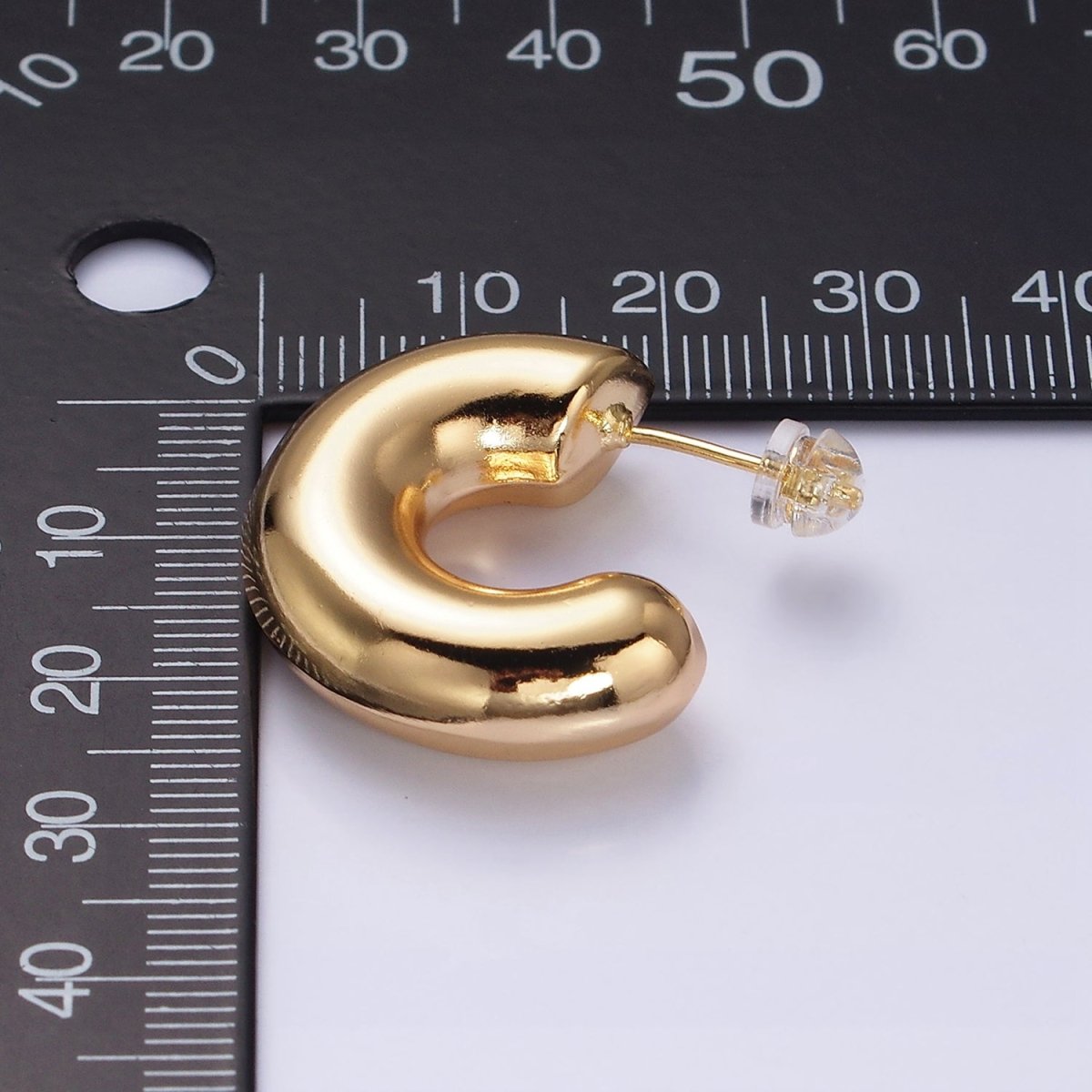 16K Gold Filled 20mm Chubby C-Shaped Hoop Earrings | AE-086