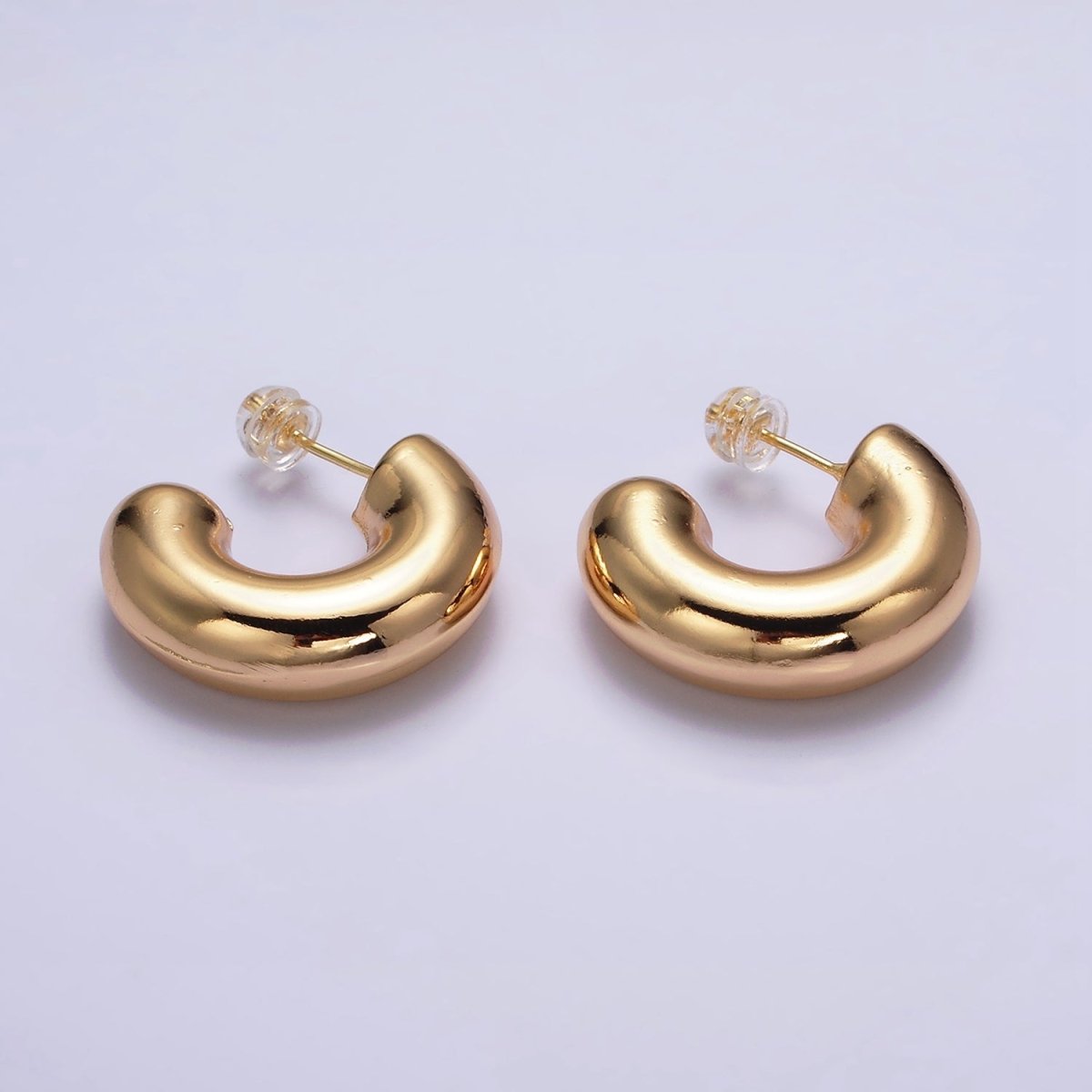 16K Gold Filled 20mm Chubby C-Shaped Hoop Earrings | AE-086