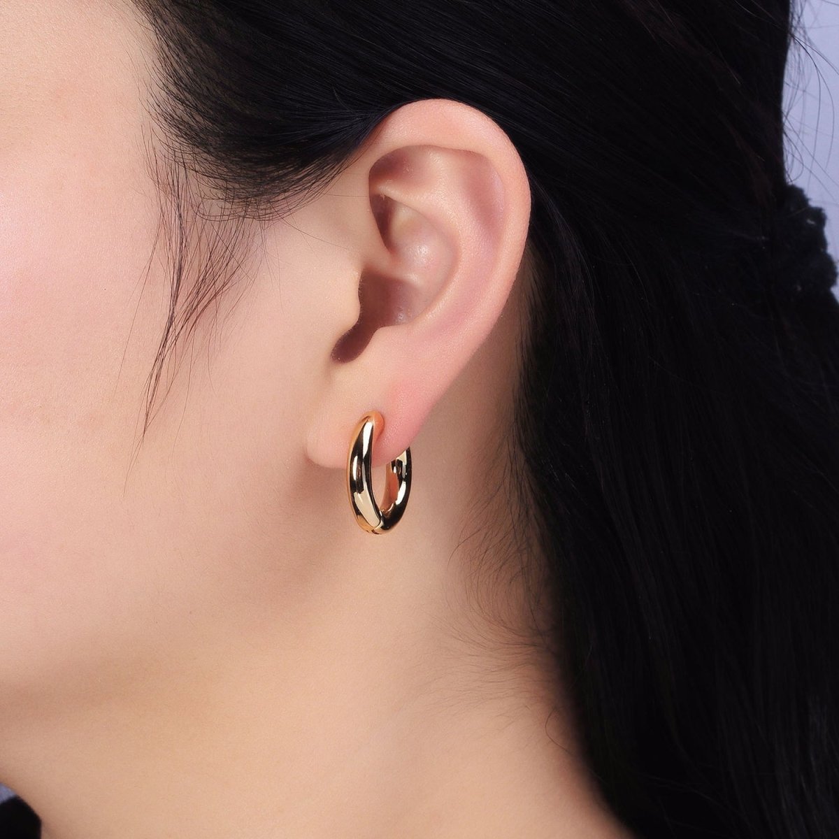 16K Gold Filled 20mm Chubby Tube Endless Hoop Earrings in Gold, Silver | AB515 AB1543