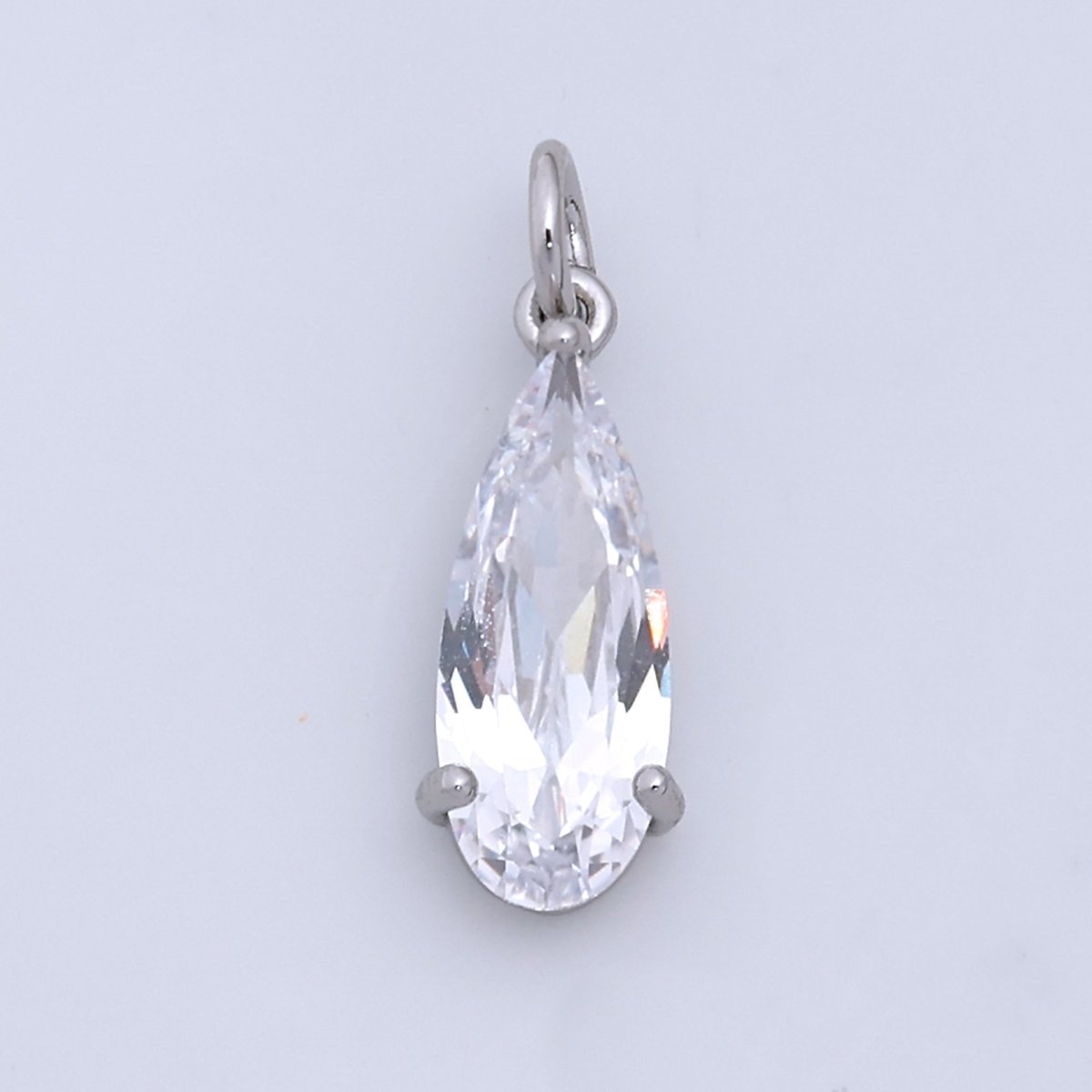 16K Gold Filled 20mm Clear CZ Teardrop Add-On Charm in Gold & Silver | N963