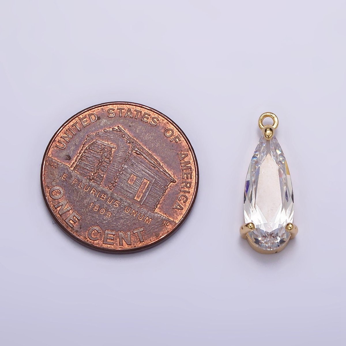 16K Gold Filled 20mm Clear CZ Teardrop Add-On Charm in Gold & Silver | N963