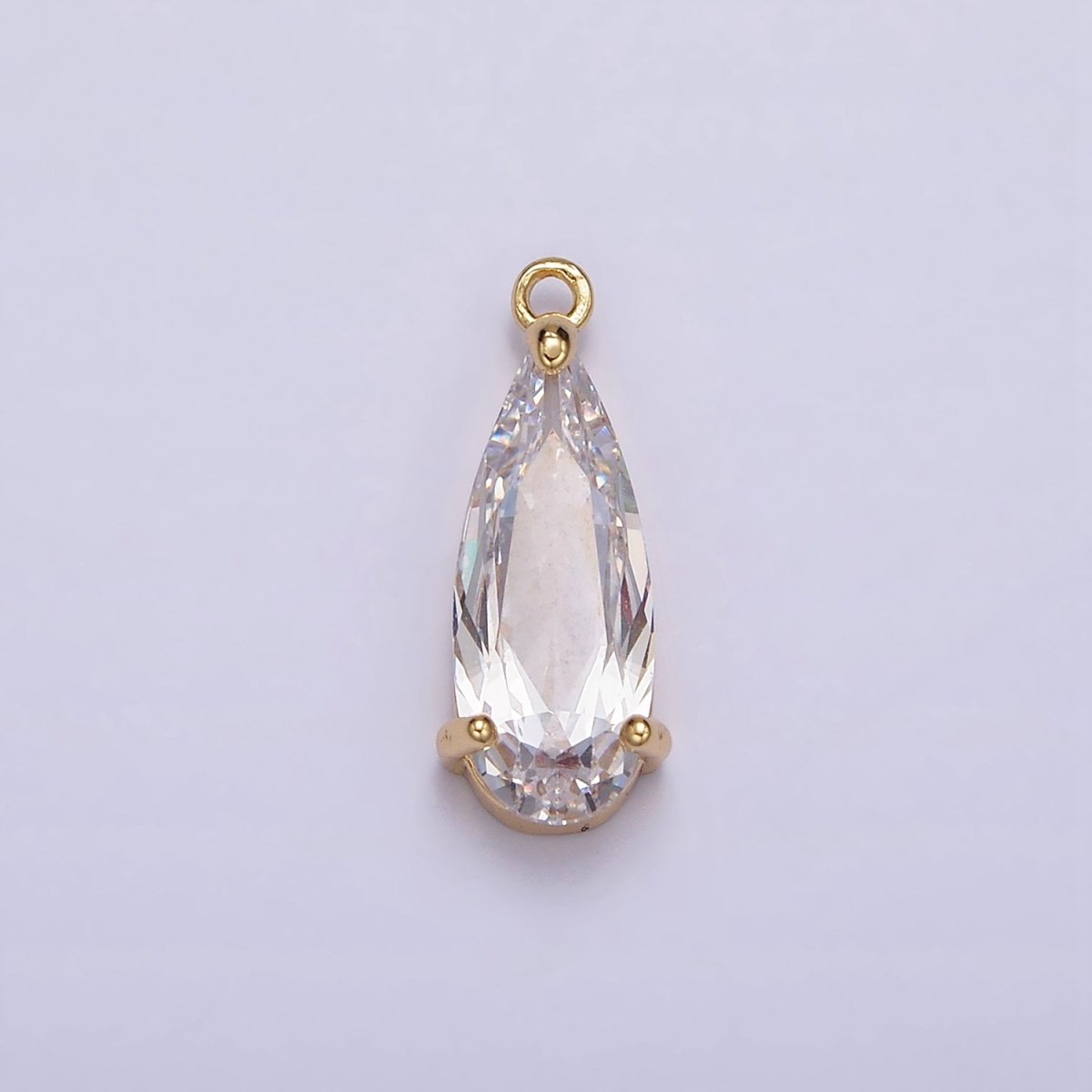 16K Gold Filled 20mm Clear CZ Teardrop Add-On Charm in Gold & Silver | N963