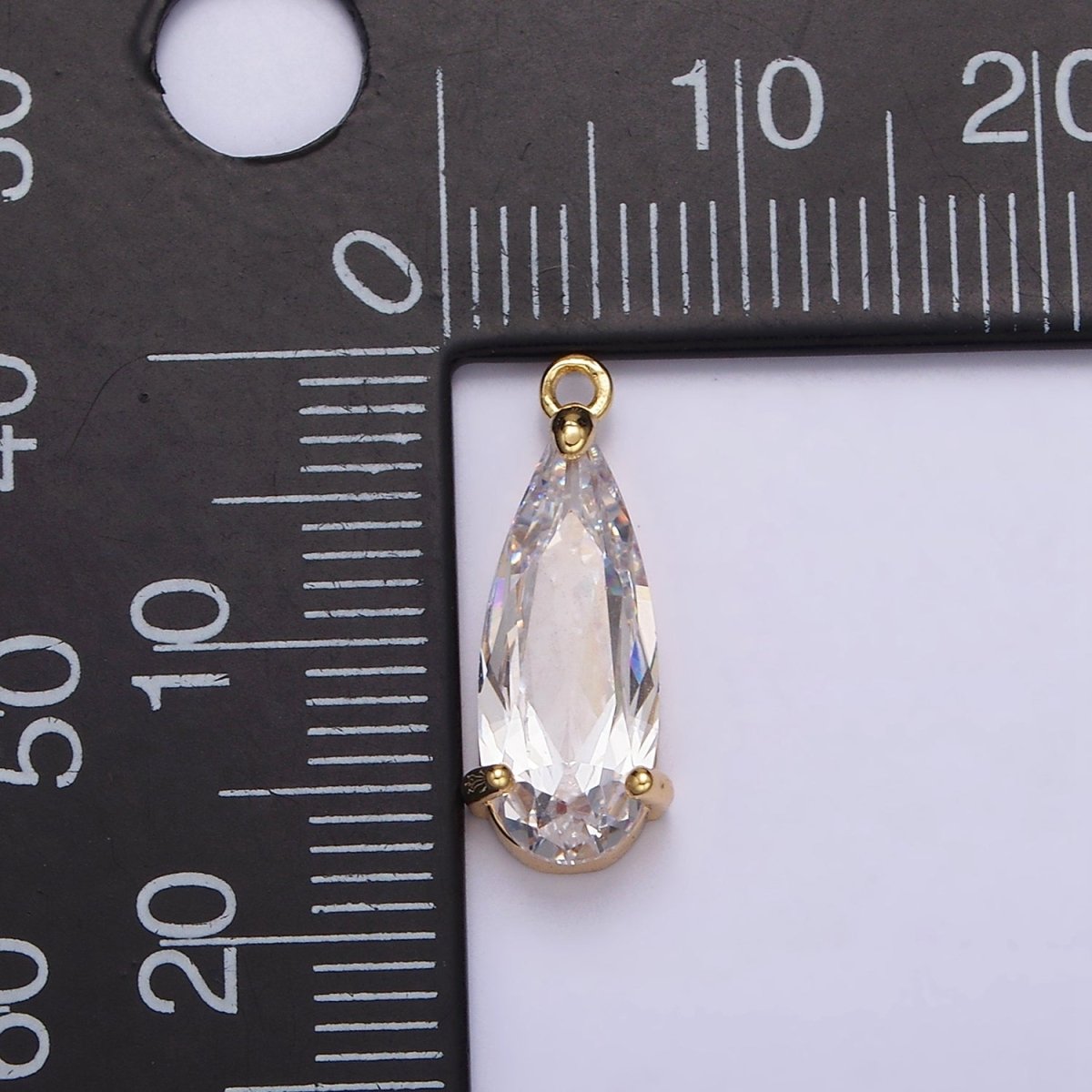 16K Gold Filled 20mm Clear CZ Teardrop Add-On Charm in Gold & Silver | N963