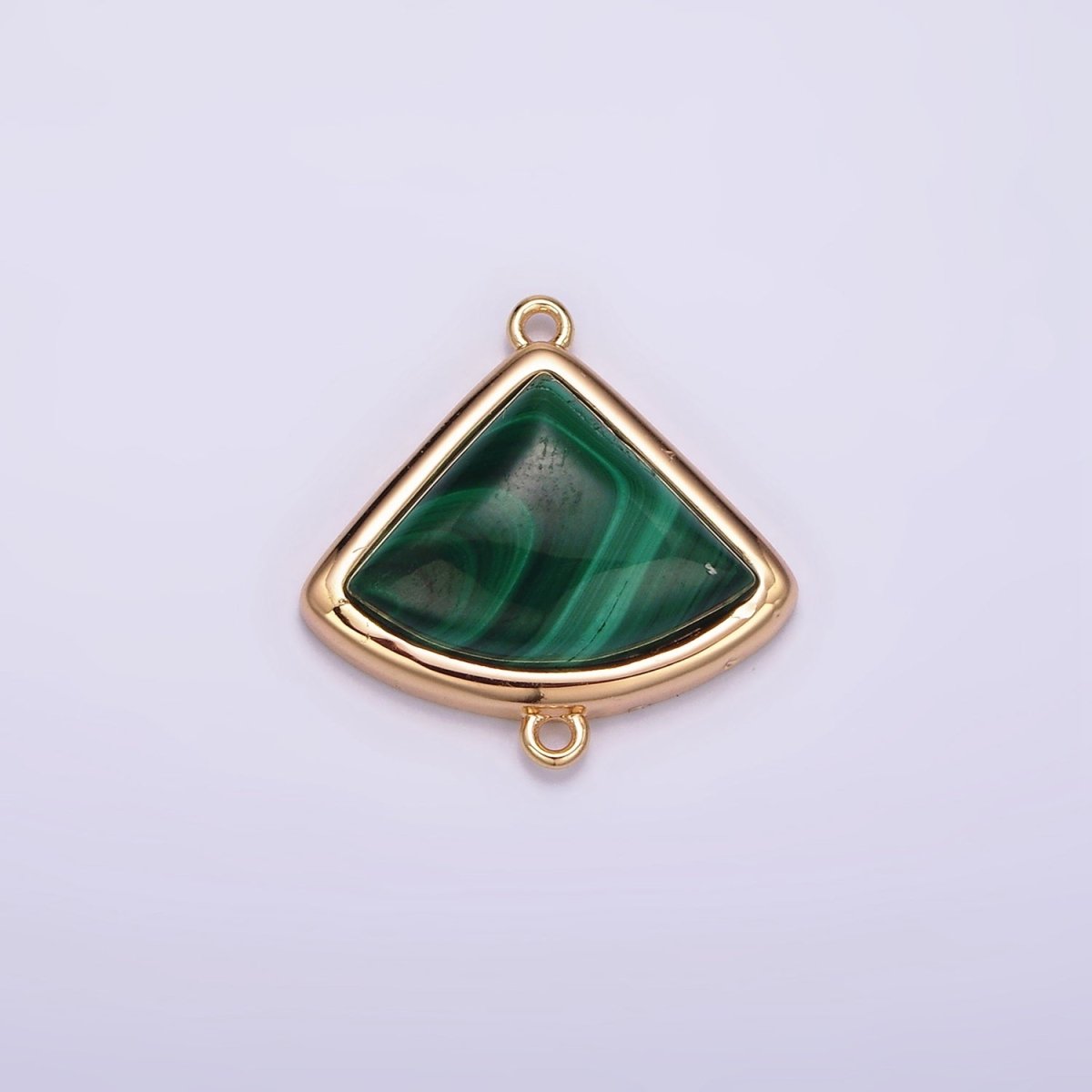 16K Gold Filled 20mm Green Malachite Triangle Bezel Connector | G181