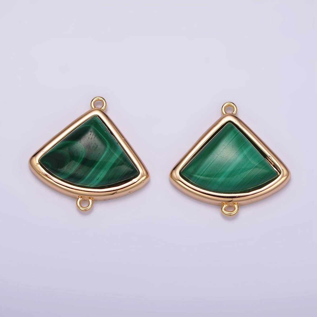 16K Gold Filled 20mm Green Malachite Triangle Bezel Connector | G181