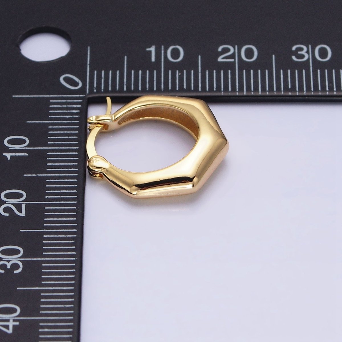 16K Gold Filled 20mm Hexagonal Dome French Lock Latch Earrings in Gold & Silver | AB1472 AB1473