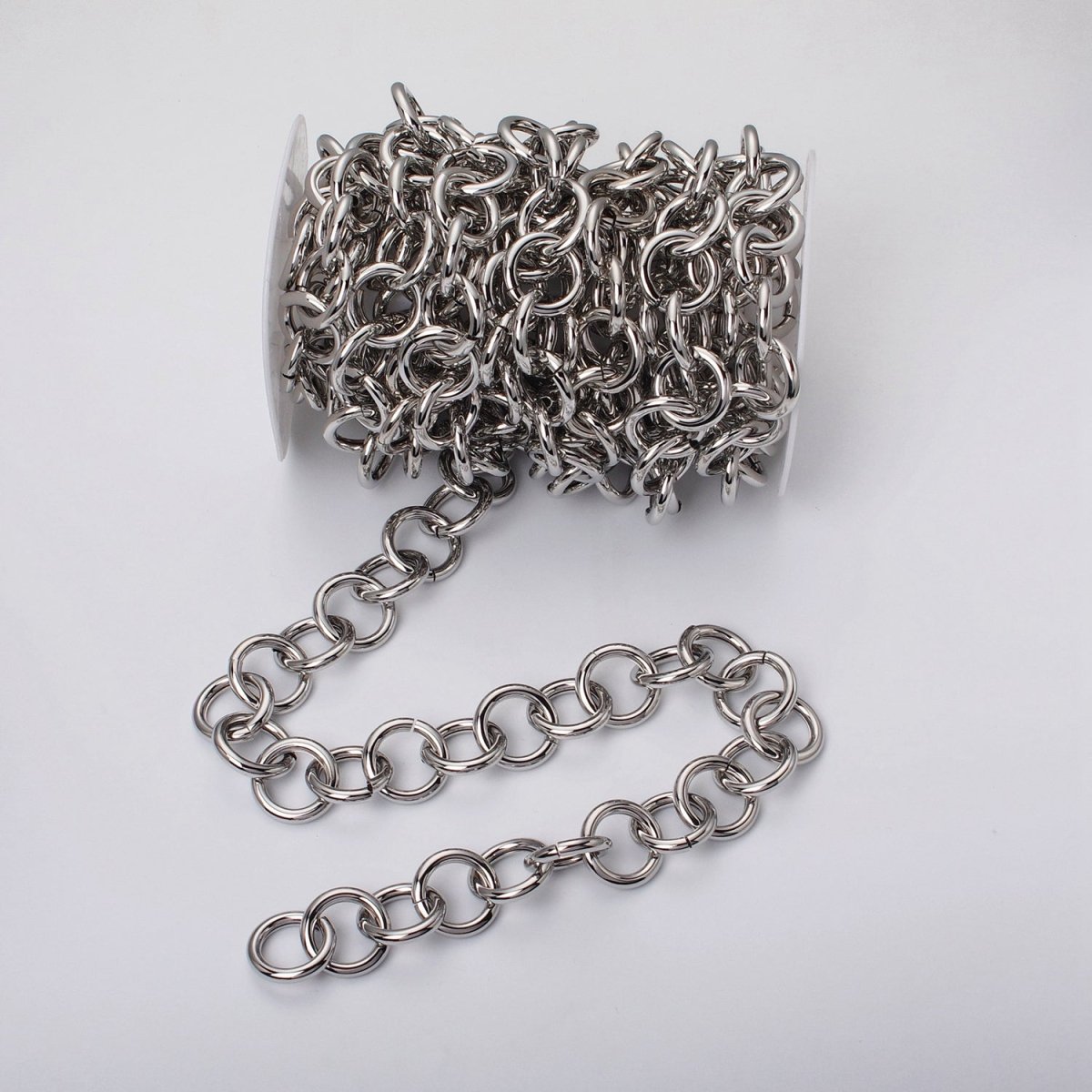 16K Gold Filled 22.5mm Rolo Statement Unfinished Chain by Yard in Gold & Silver | ROLL-1187 ROLL-1188 Clearance Pricing