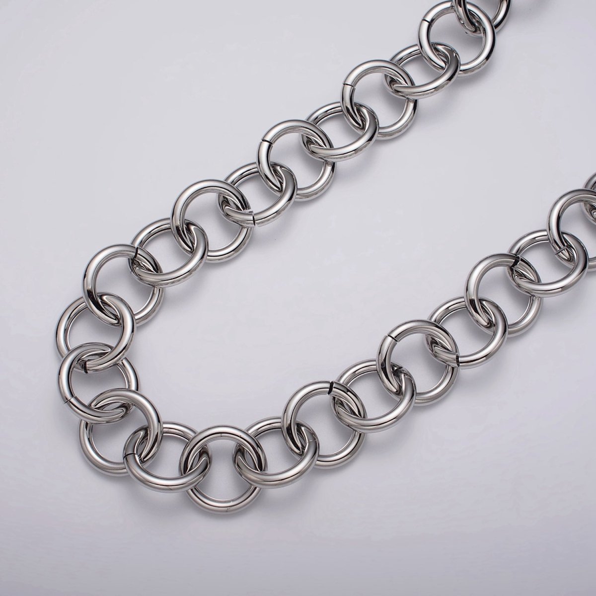 16K Gold Filled 22.5mm Rolo Statement Unfinished Chain by Yard in Gold & Silver | ROLL-1187 ROLL-1188 Clearance Pricing