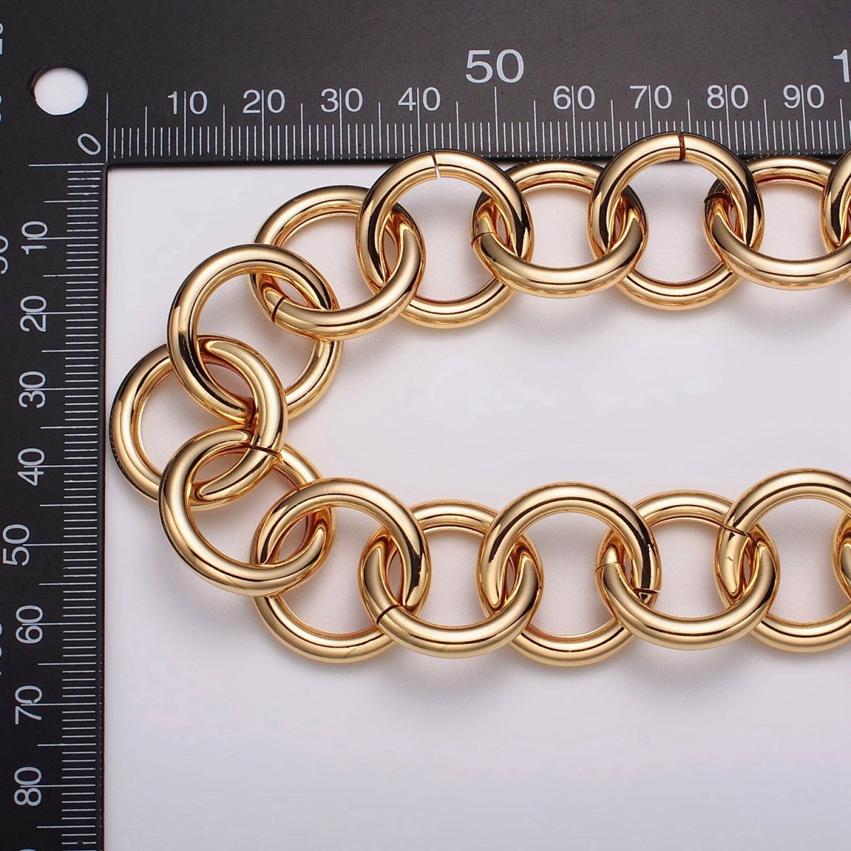 16K Gold Filled 22.5mm Rolo Statement Unfinished Chain by Yard in Gold & Silver | ROLL-1187 ROLL-1188 Clearance Pricing