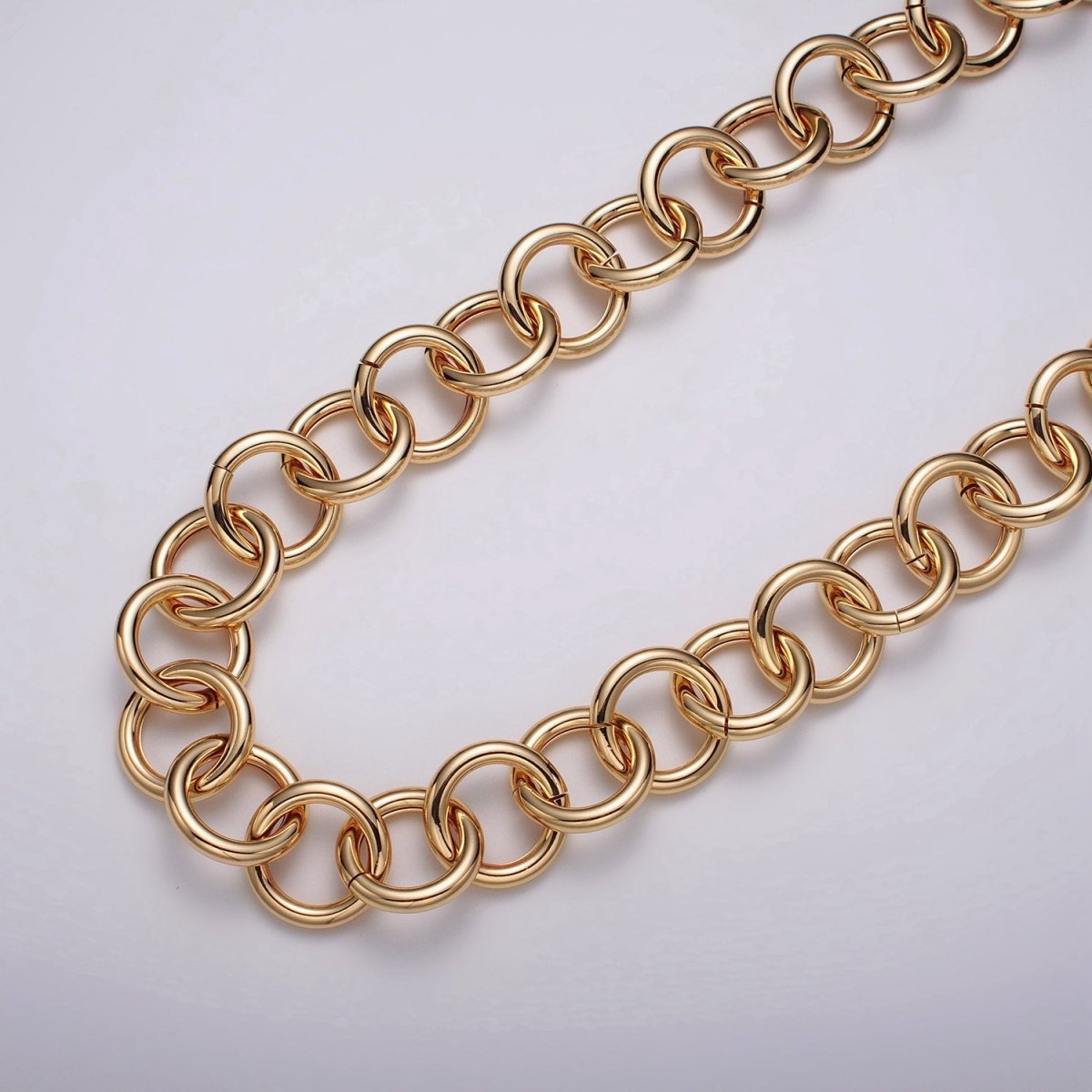 16K Gold Filled 22.5mm Rolo Statement Unfinished Chain by Yard in Gold & Silver | ROLL-1187 ROLL-1188 Clearance Pricing