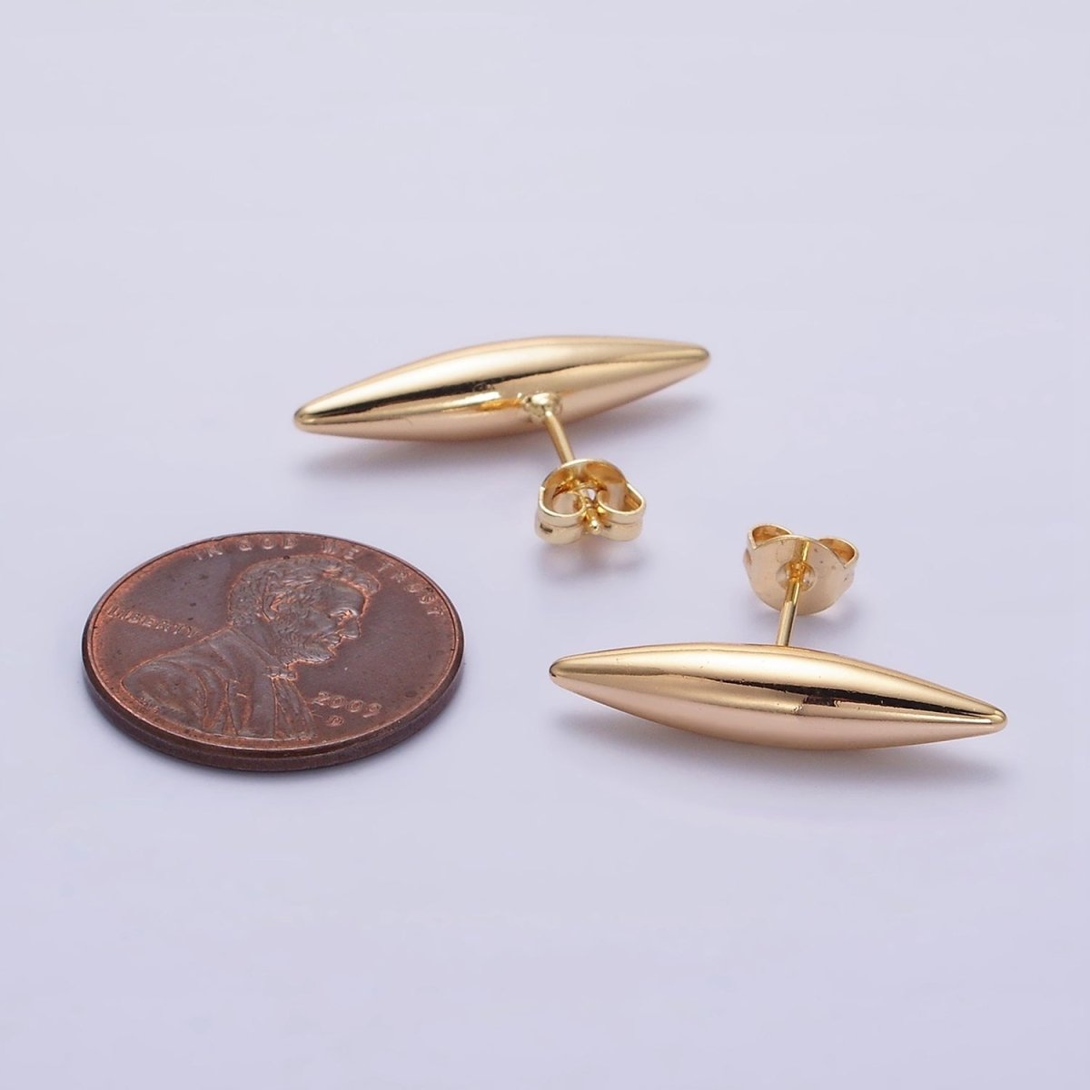 16K Gold Filled 22.5mm Sphere Geometric Bar Stud Earrings | Y-891 - DLUXCA