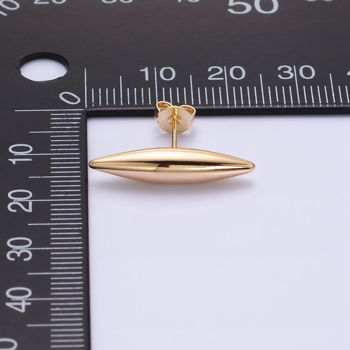 16K Gold Filled 22.5mm Sphere Geometric Bar Stud Earrings | Y-891 - DLUXCA