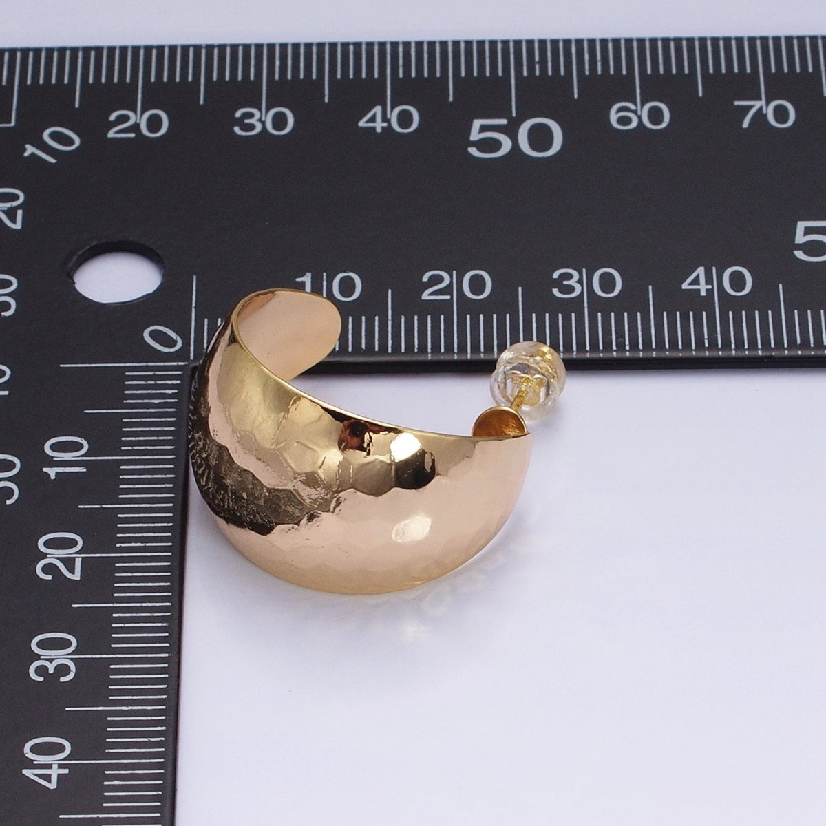 16K Gold Filled 25mm Round Multifaceted Wide Dome C-Shaped Hoop Earrings in Gold & Silver | AE023 AE024