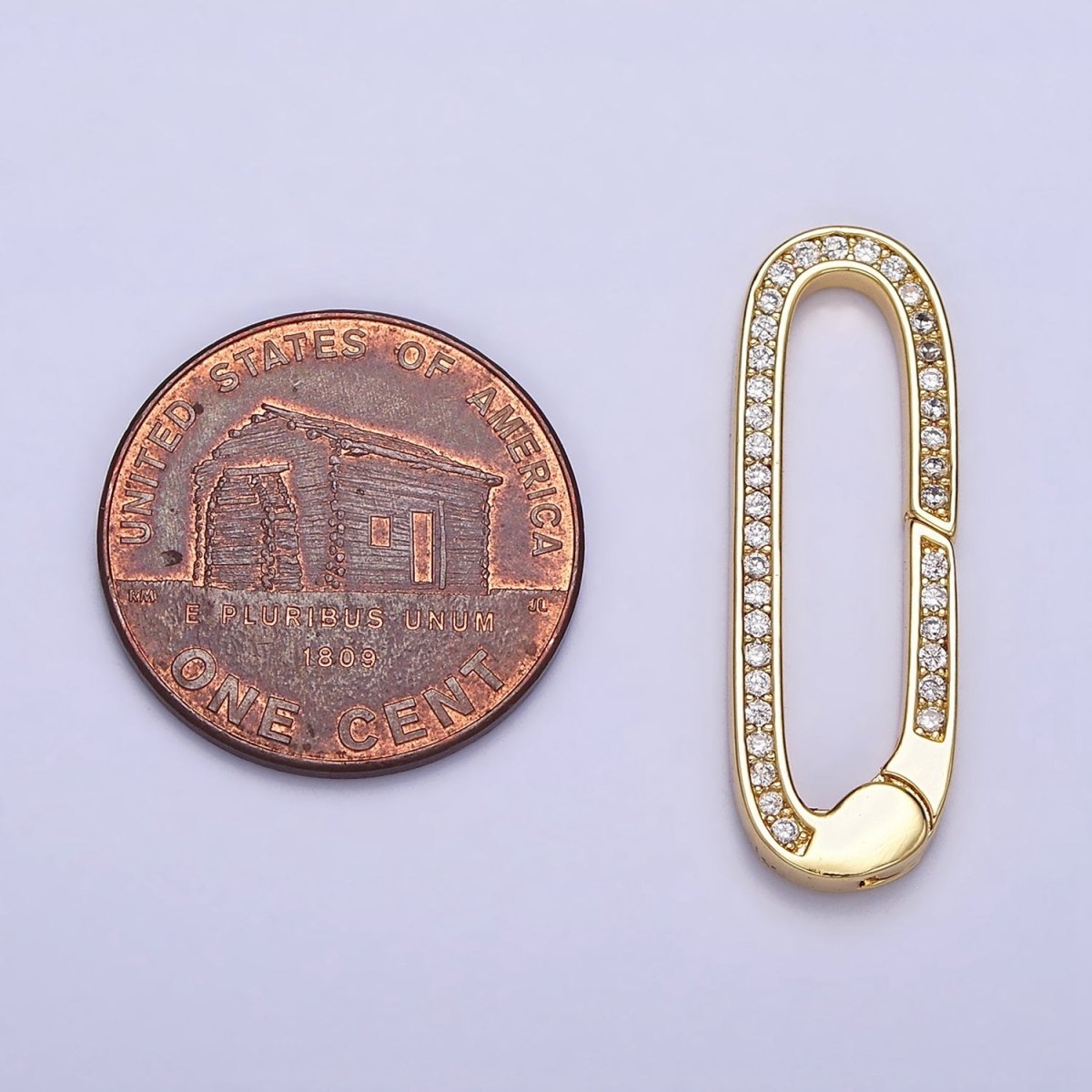 16K Gold Filled 27.3mm Oblong Micro Paved CZ Spring Gate Jewelry Supply in Gold & Silver | Z-032 Z-392