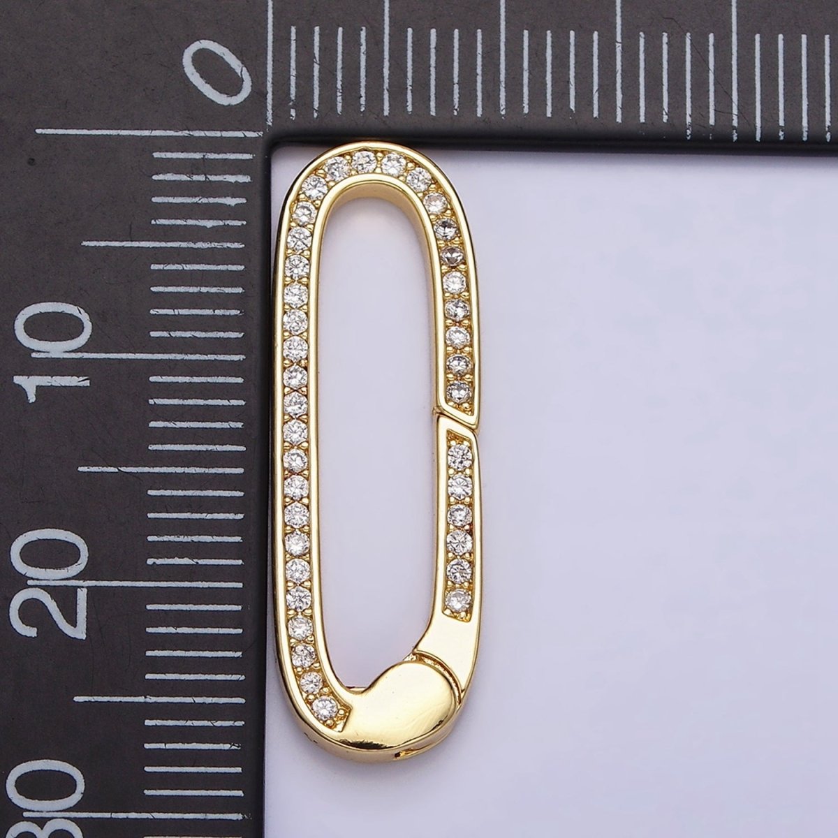 16K Gold Filled 27.3mm Oblong Micro Paved CZ Spring Gate Jewelry Supply in Gold & Silver | Z-032 Z-392