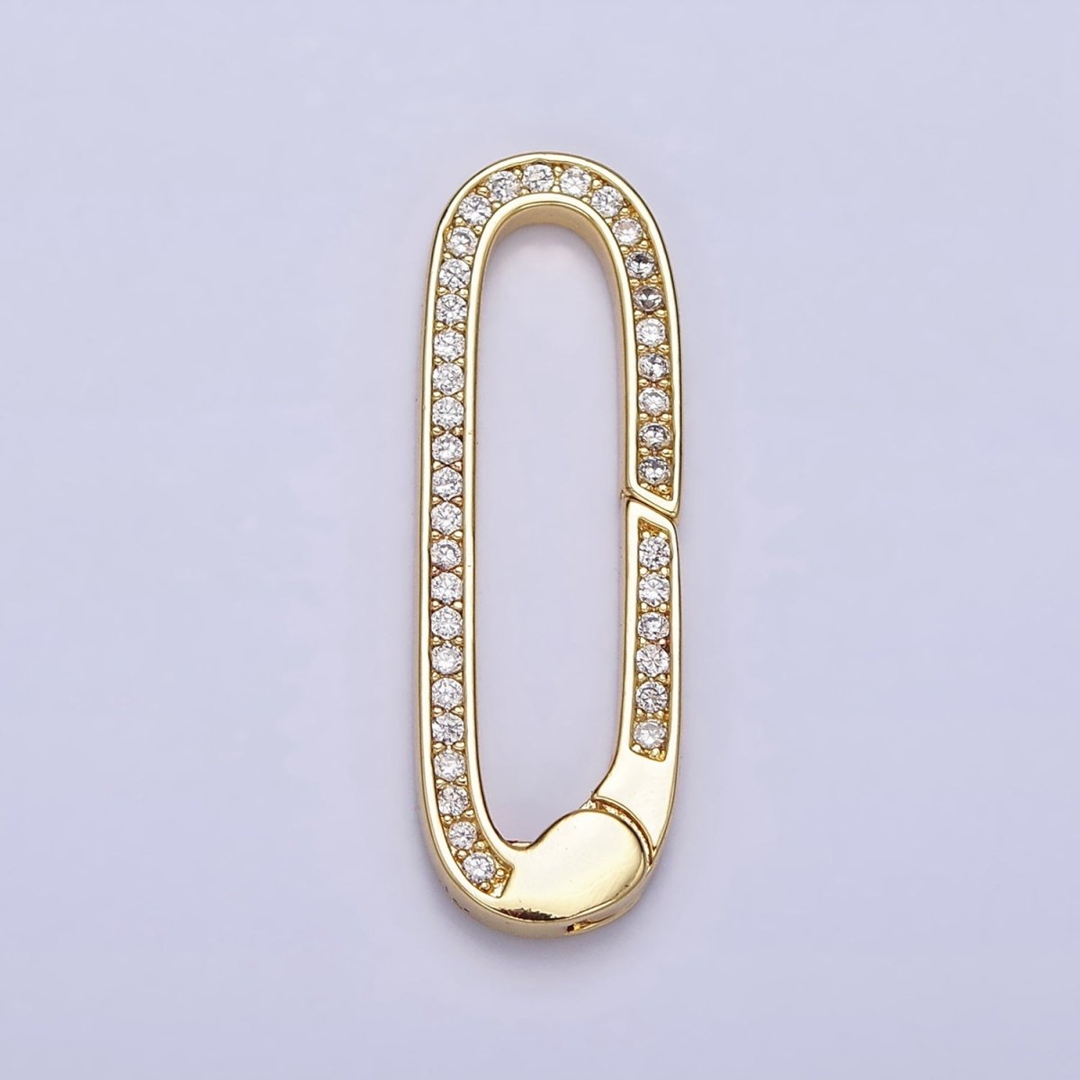 16K Gold Filled 27.3mm Oblong Micro Paved CZ Spring Gate Jewelry Supply in Gold & Silver | Z-032 Z-392