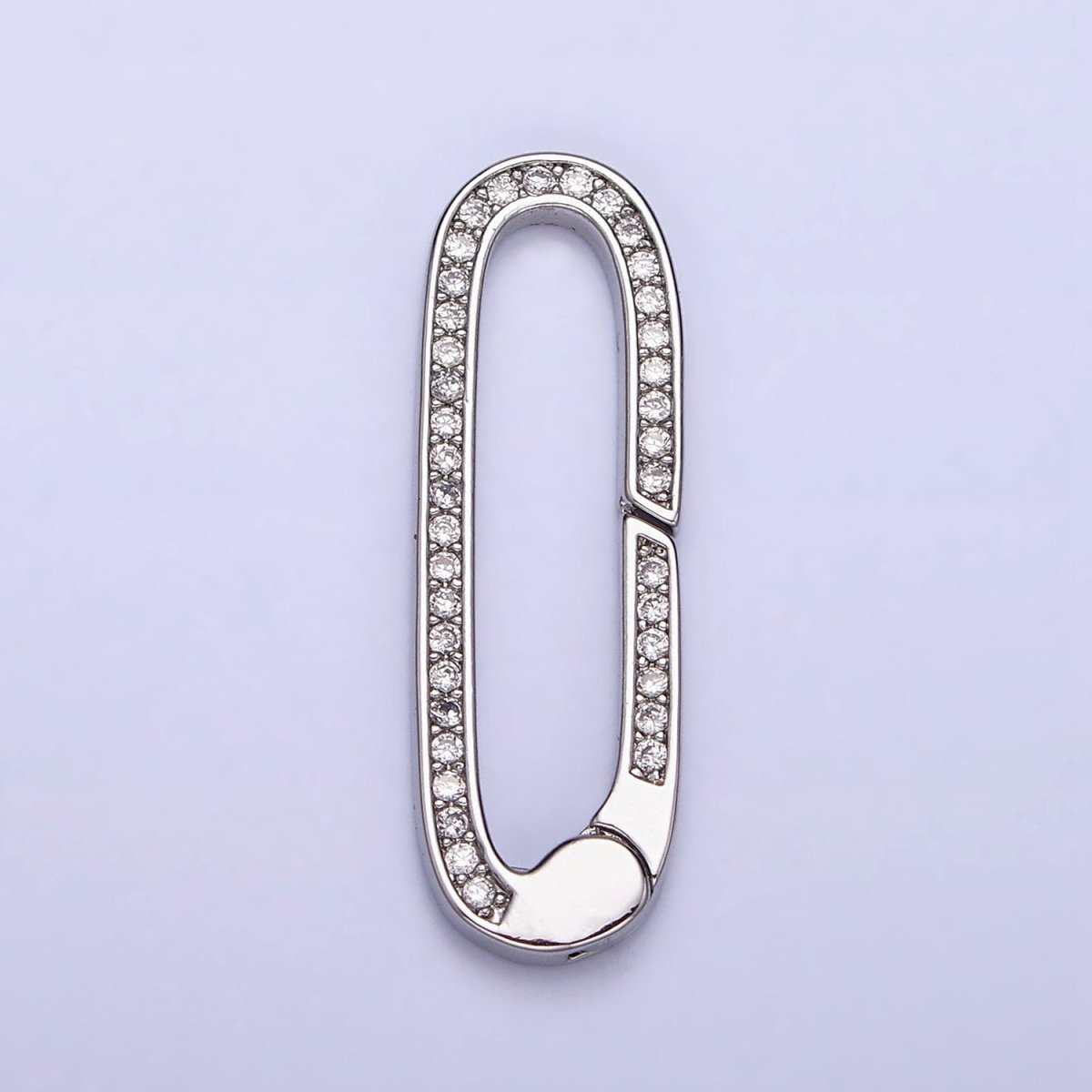 16K Gold Filled 27.3mm Oblong Micro Paved CZ Spring Gate Jewelry Supply in Gold & Silver | Z-032 Z-392