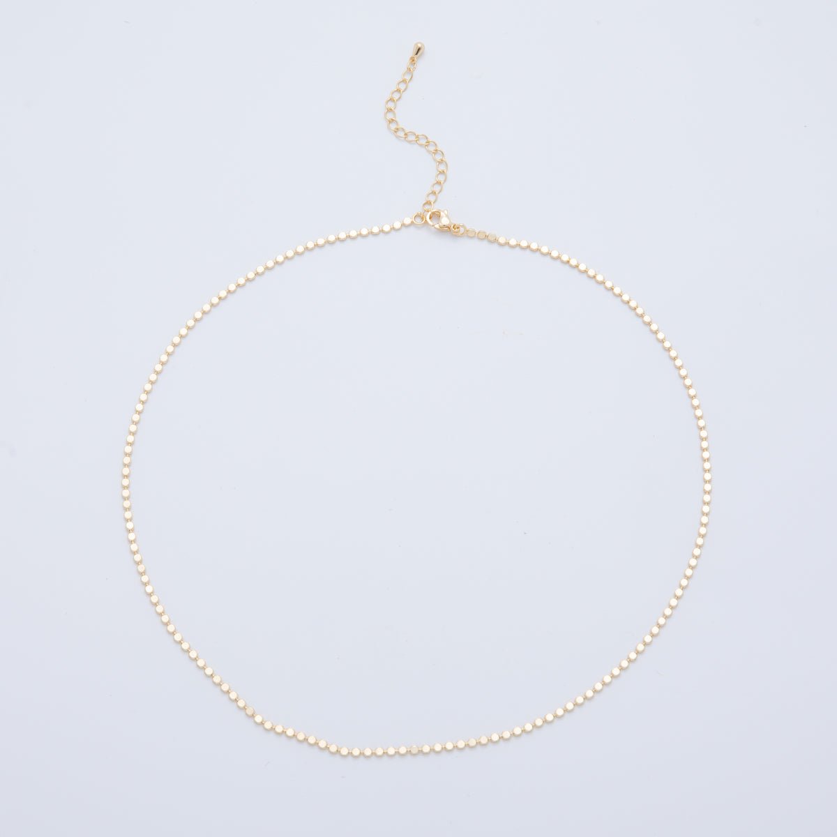 16K Gold Filled 2mm Minimalist Bead Bar Chain 17.5 Inch Necklace | WA - 3264 - DLUXCA