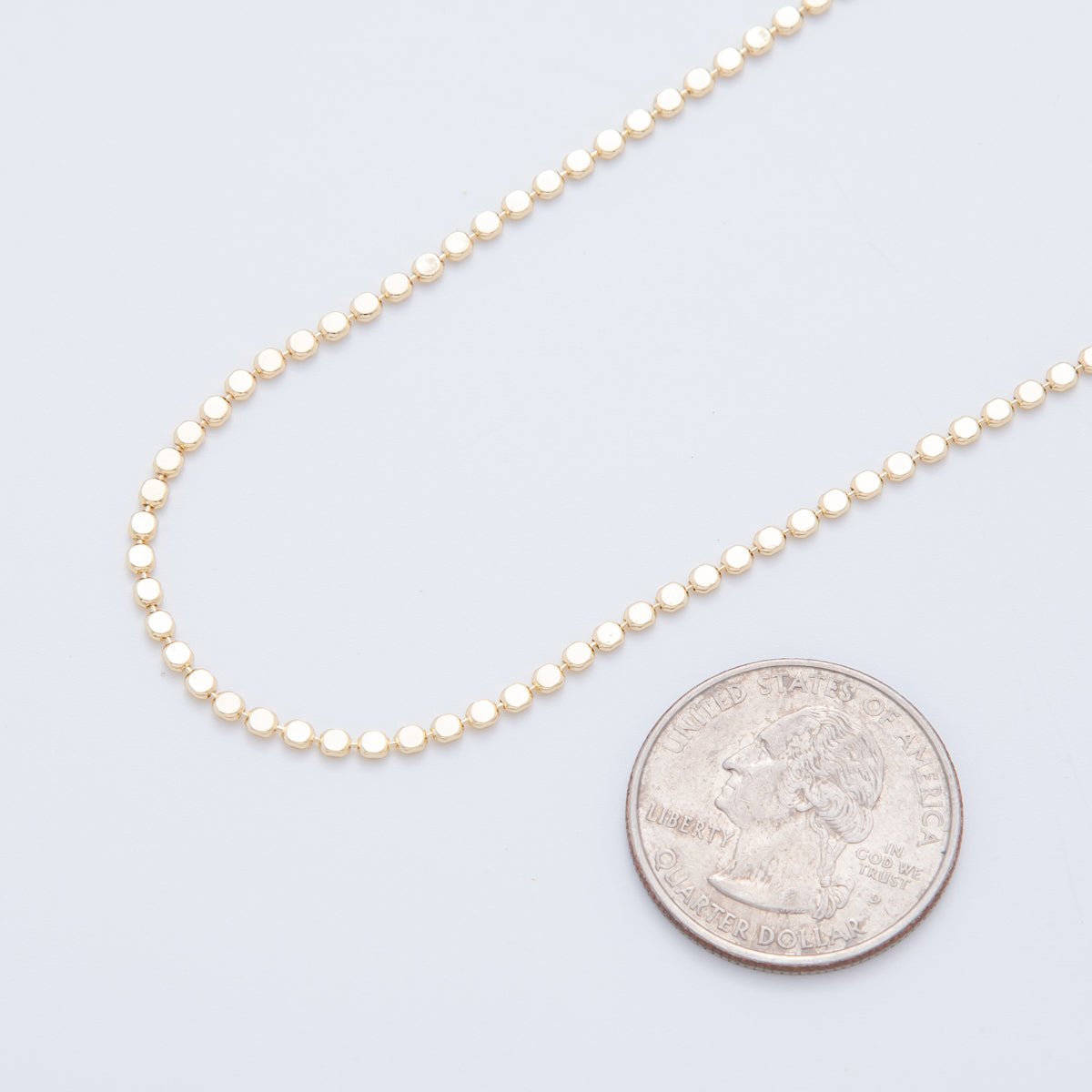 16K Gold Filled 2mm Minimalist Bead Bar Chain 17.5 Inch Necklace | WA - 3264 - DLUXCA