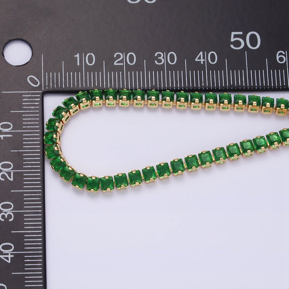 16K Gold Filled 3.8mm Pink, Green, Clear CZ Square Tennis 6.5 Inch Bracelet with Extender in Gold & Silver | WA-1791 - WA-1796