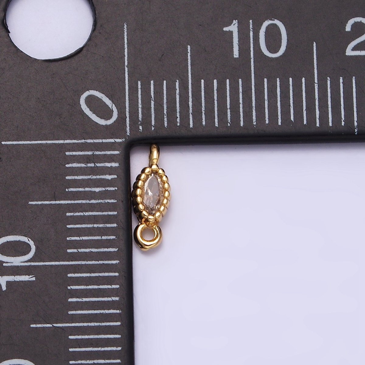 16K Gold Filled 4.5mm Clear Marquise CZ Dotted Bezel Connector in Gold & Silver | Y-907