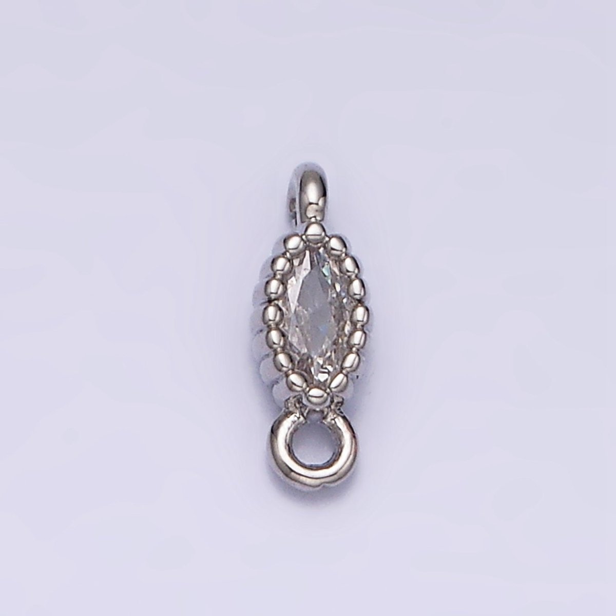 16K Gold Filled 4.5mm Clear Marquise CZ Dotted Bezel Connector in Gold & Silver | Y-907
