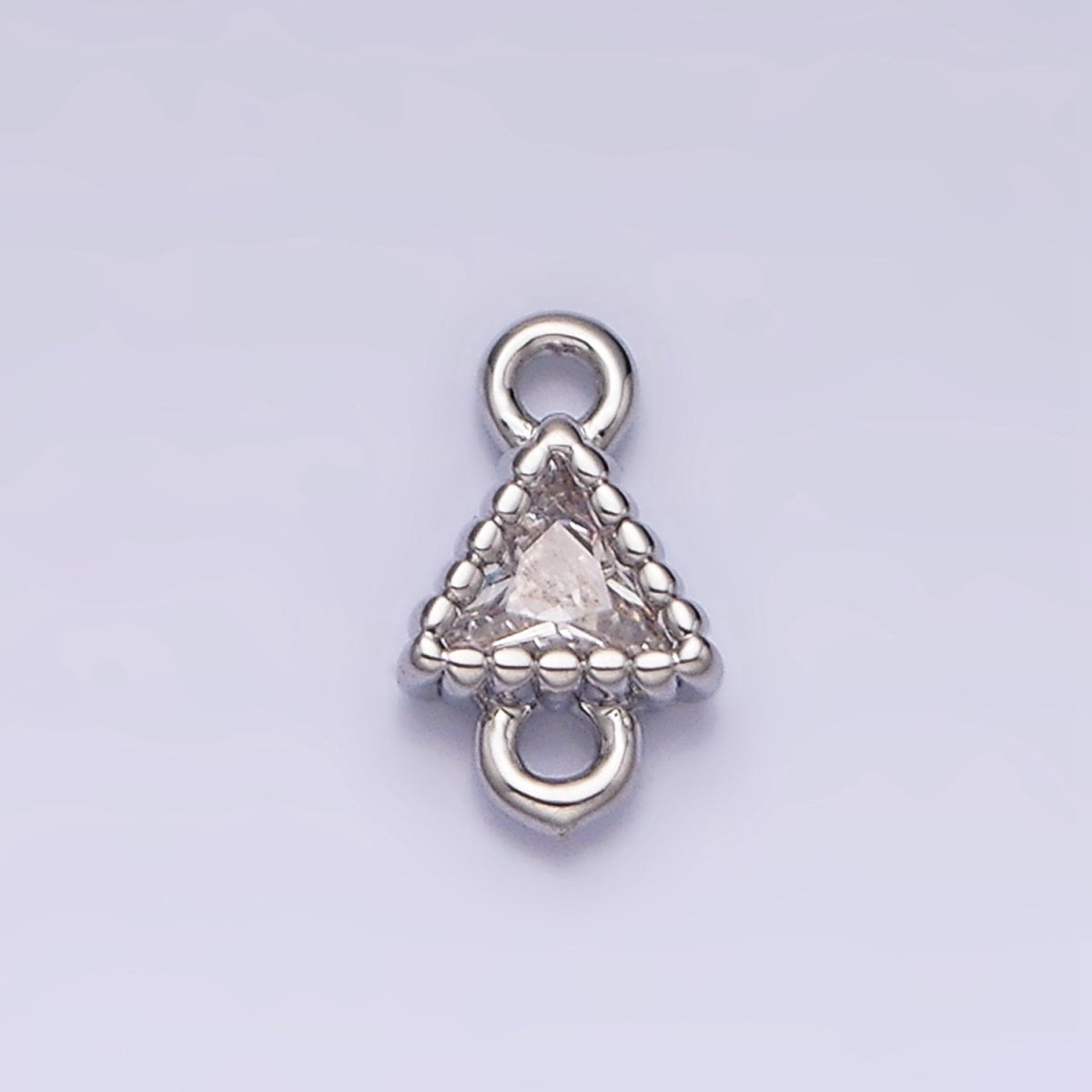 16K Gold Filled 4.5mm Clear Triangle CZ Dotted Bezel Connector in Gold & Silver | Y-906