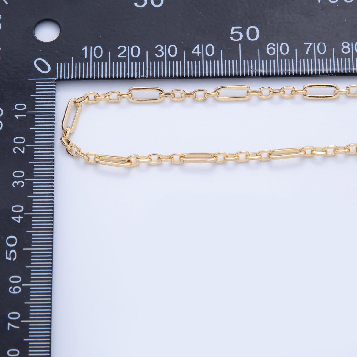 16K Gold Filled 4mm Paperclip Triple Cable Link Unfinished Chain by Yard | Roll - 1583 - DLUXCA