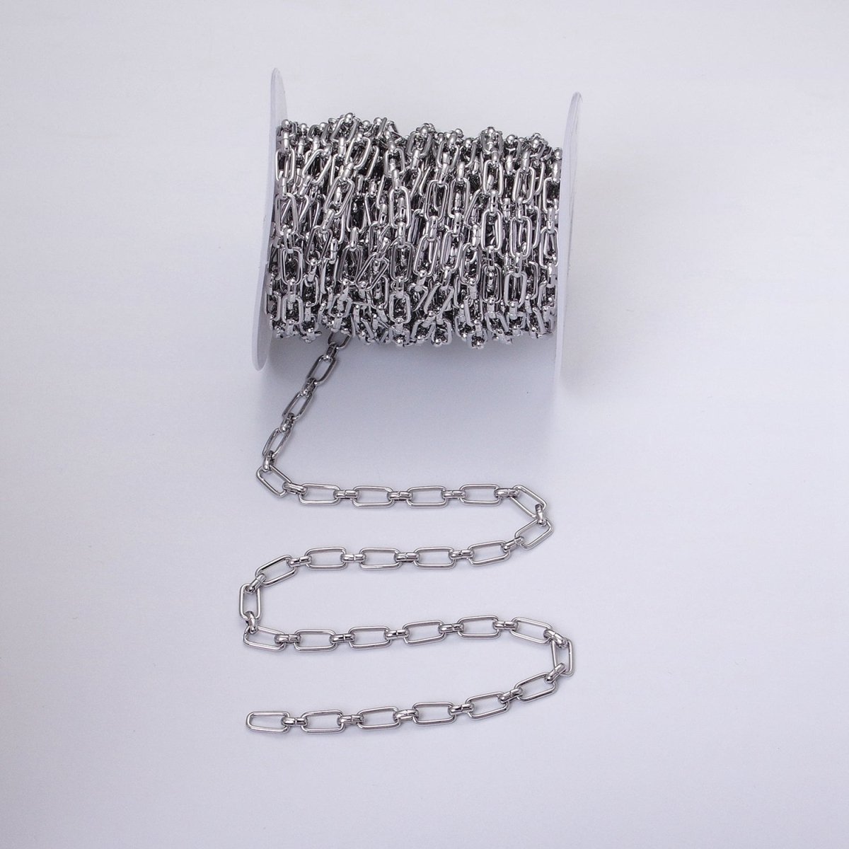 16K Gold Plated 5.3mm Rectangular Paperclip Unfinished Chain by Yard in Gold & Silver | ROLL-1235 ROLL-1236 Clearance Pricing