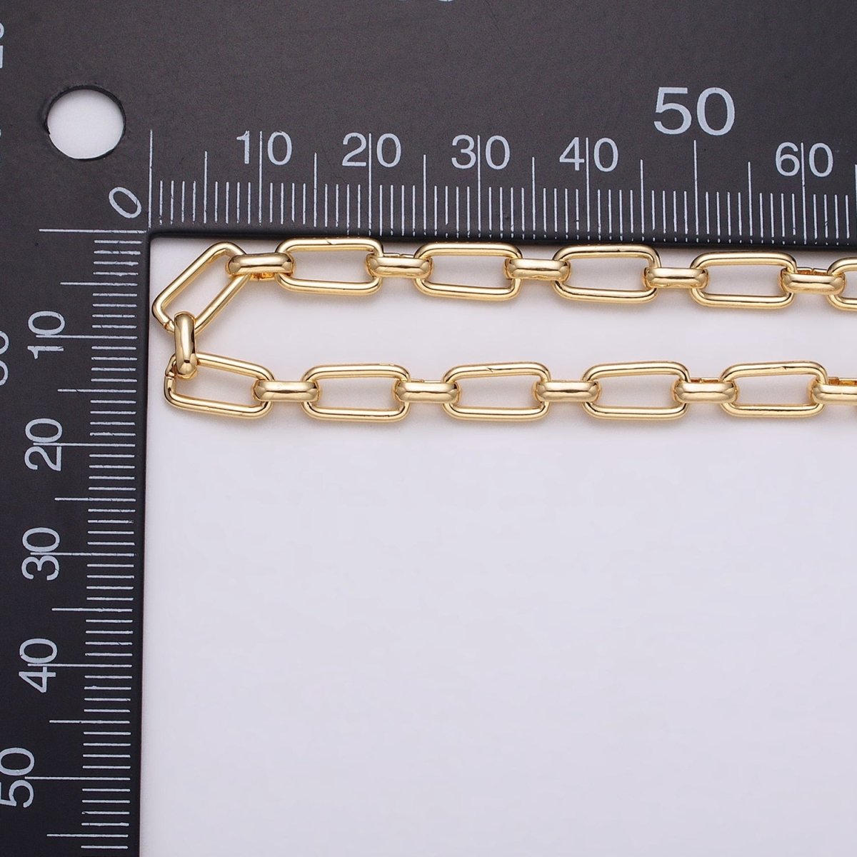 16K Gold Plated 5.3mm Rectangular Paperclip Unfinished Chain by Yard in Gold & Silver | ROLL-1235 ROLL-1236 Clearance Pricing