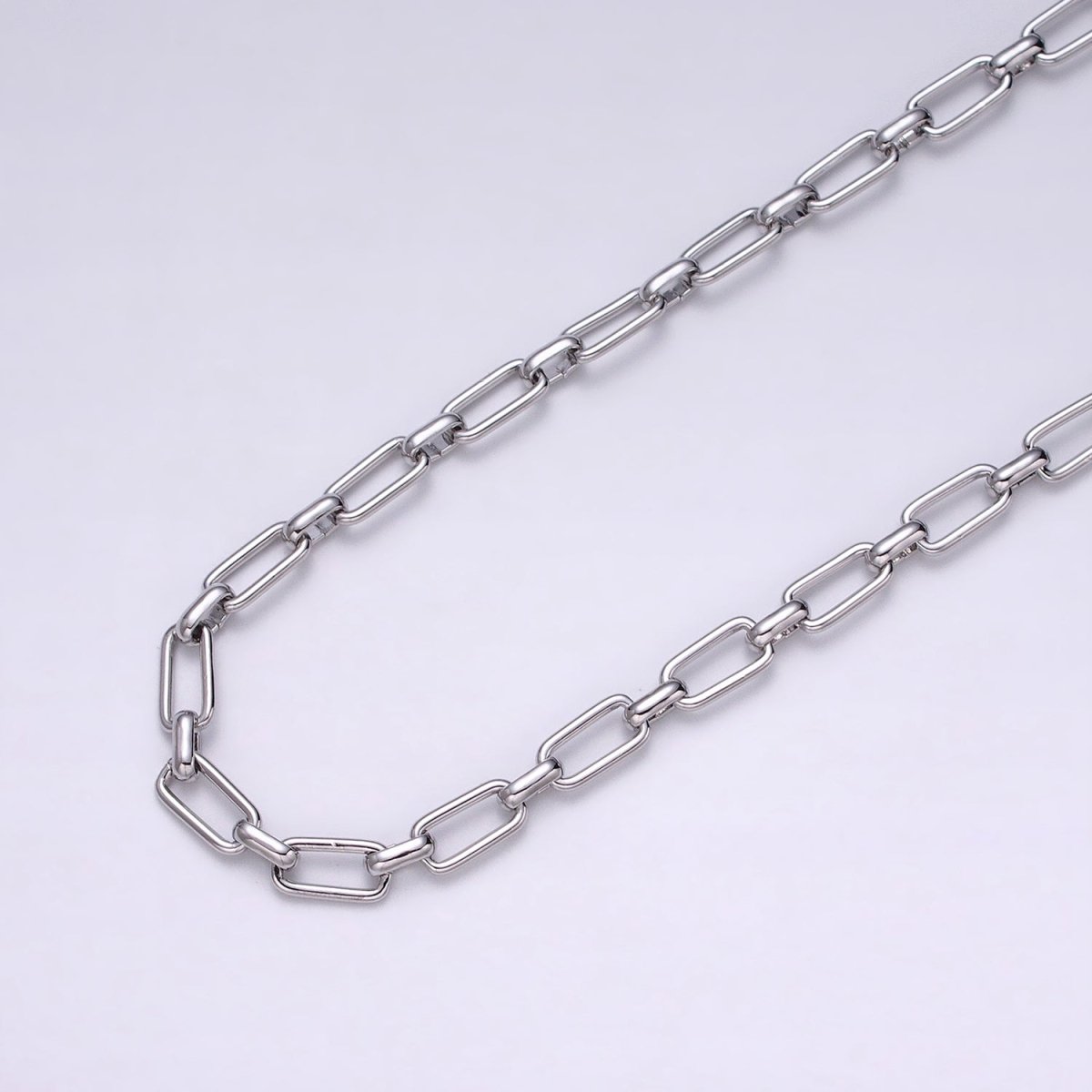 16K Gold Plated 5.3mm Rectangular Paperclip Unfinished Chain by Yard in Gold & Silver | ROLL-1235 ROLL-1236 Clearance Pricing