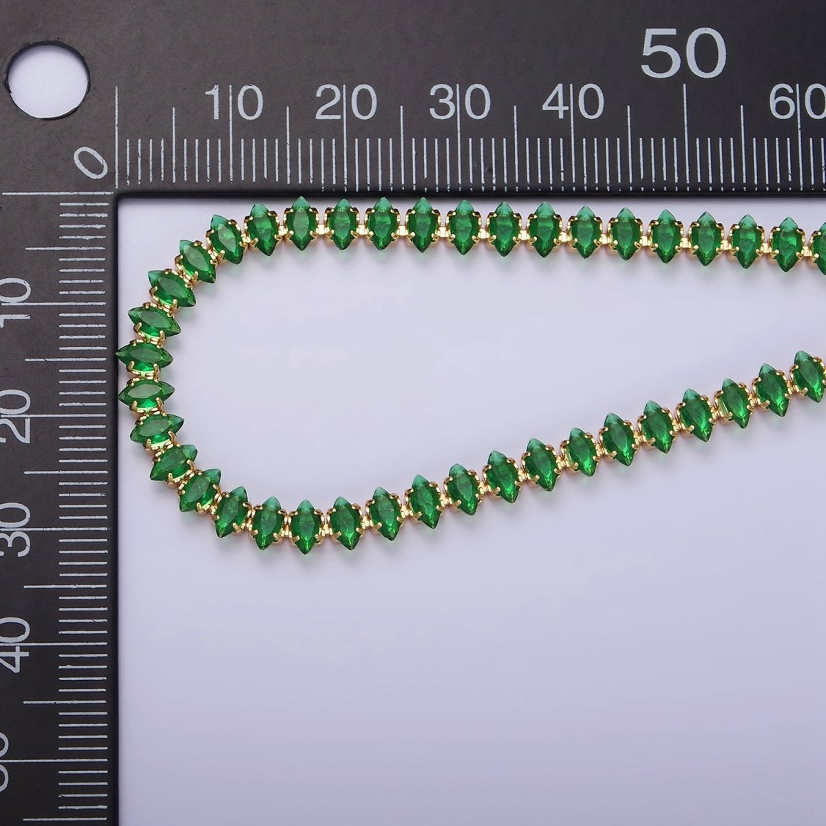 16K Gold Filled 5mm Clear, Green, Black & White, Black, Pink CZ Marquise Tennis 6.5 Inches with Extender | WA-1834 - WA-1839 Clearance Pricing