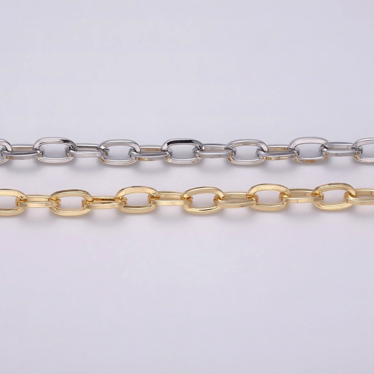 OS 16K Gold Filled 6mm Cable Thick Unfinished Chain by Yard in Gold & Silver | ROLL-1227 ROLL-1228 Clearance Pricing