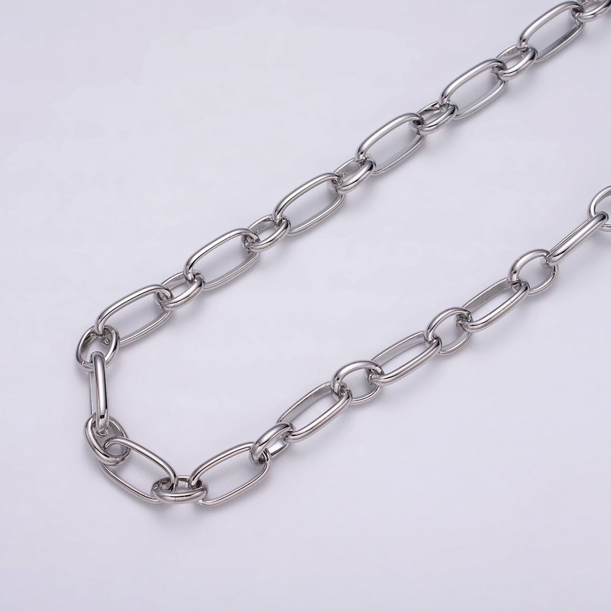 16K Gold Plated 7.2mm Rectangular Paperclip Cable Link Unfinished Chain by Yard in Gold & Silver | ROLL-1229 ROLL-1230 Clearance Pricing