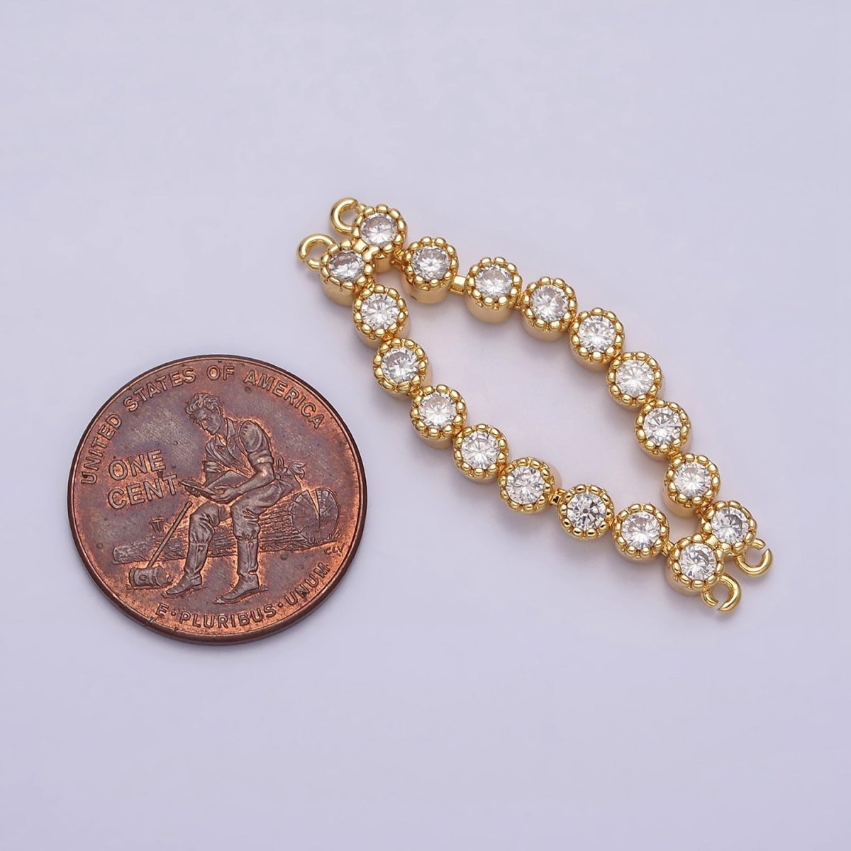 16K Gold Filled 73mm Double Clear Round CZ Connector in Gold & Silver | Y-884