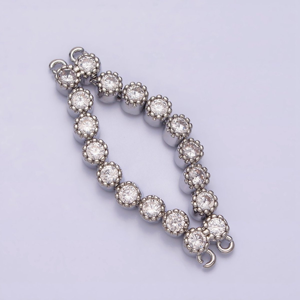 16K Gold Filled 73mm Double Clear Round CZ Connector in Gold & Silver | Y-884