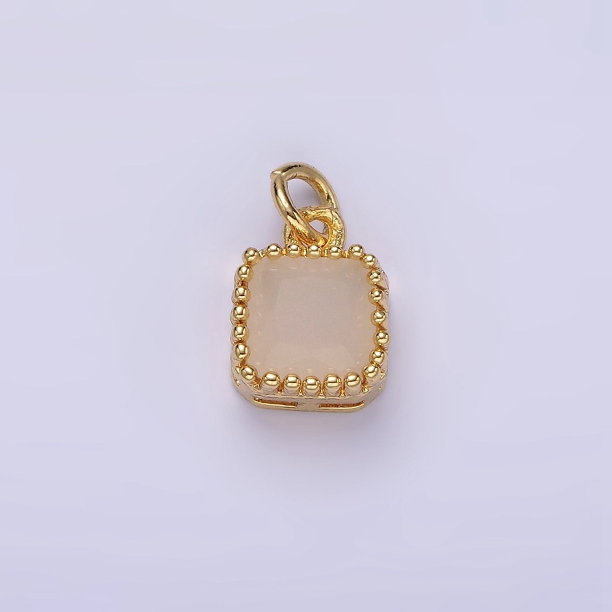 16K Gold Filled 7.5mm Multifaceted Birthstone CZ Square Personalized Charm | N1047 - N1055