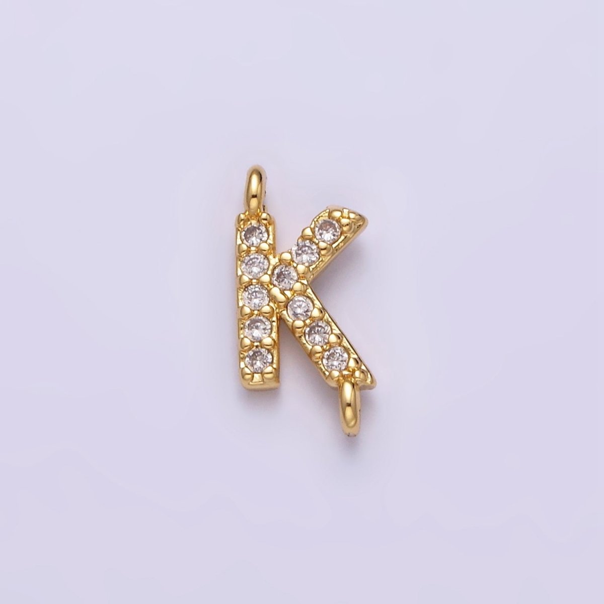16K Gold Filled A-Z Initial Letter Micro Paved CZ Sideway Loop Personalized Jewelry For Necklace Bracelet Link Connector | A-651-A-663