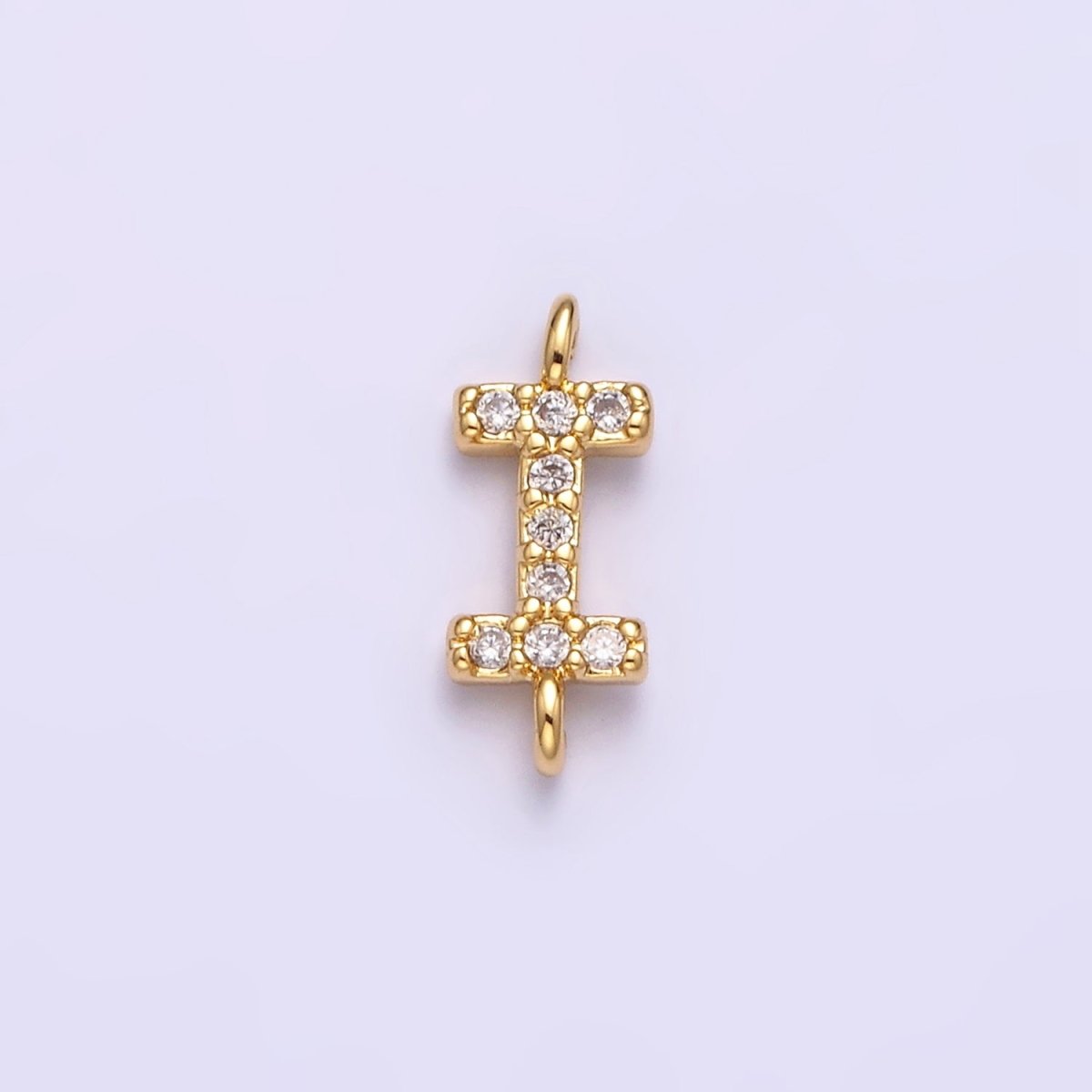 16K Gold Filled A-Z Initial Letter Micro Paved CZ Sideway Loop Personalized Jewelry For Necklace Bracelet Link Connector | A-651-A-663
