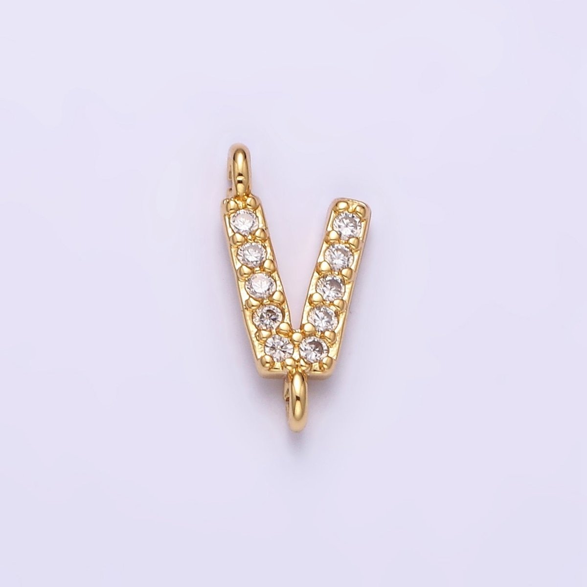 16K Gold Filled A-Z Initial Letter Micro Paved CZ Sideway Loop Personalized Jewelry For Necklace Bracelet Link Connector | A-651-A-663