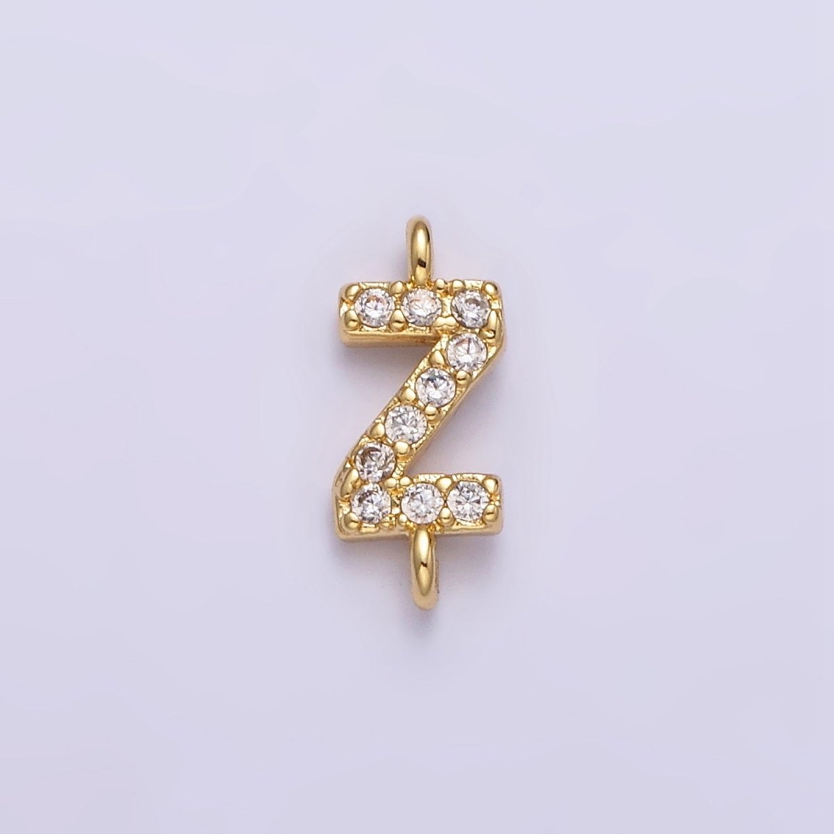 16K Gold Filled A-Z Initial Letter Micro Paved CZ Sideway Loop Personalized Jewelry For Necklace Bracelet Link Connector | A-651-A-663