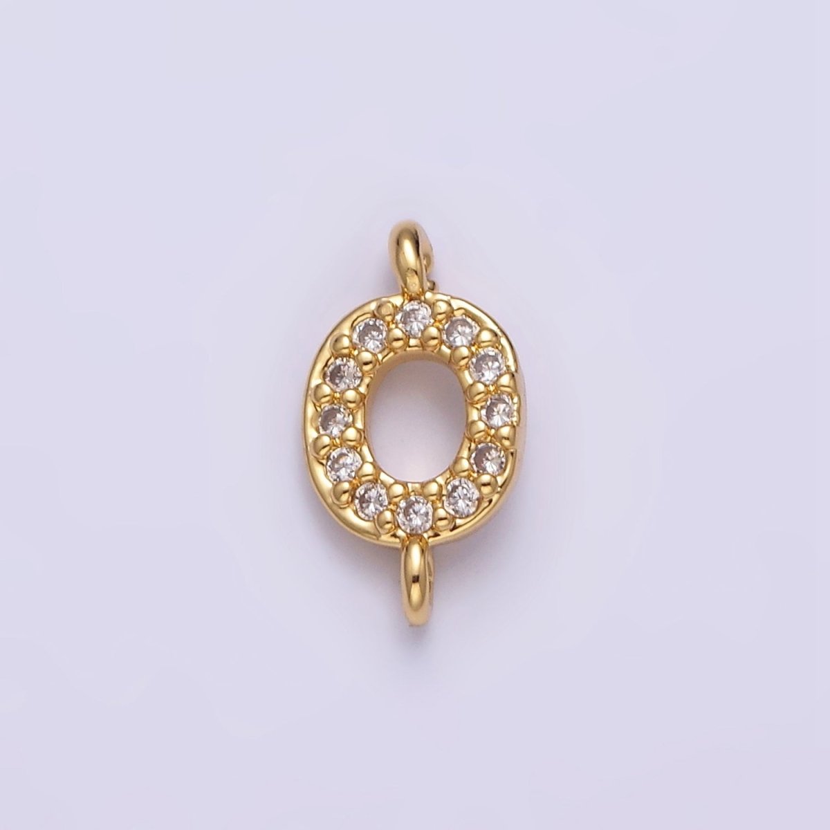 16K Gold Filled A-Z Initial Letter Micro Paved CZ Sideway Loop Personalized Jewelry For Necklace Bracelet Link Connector | A-651-A-663