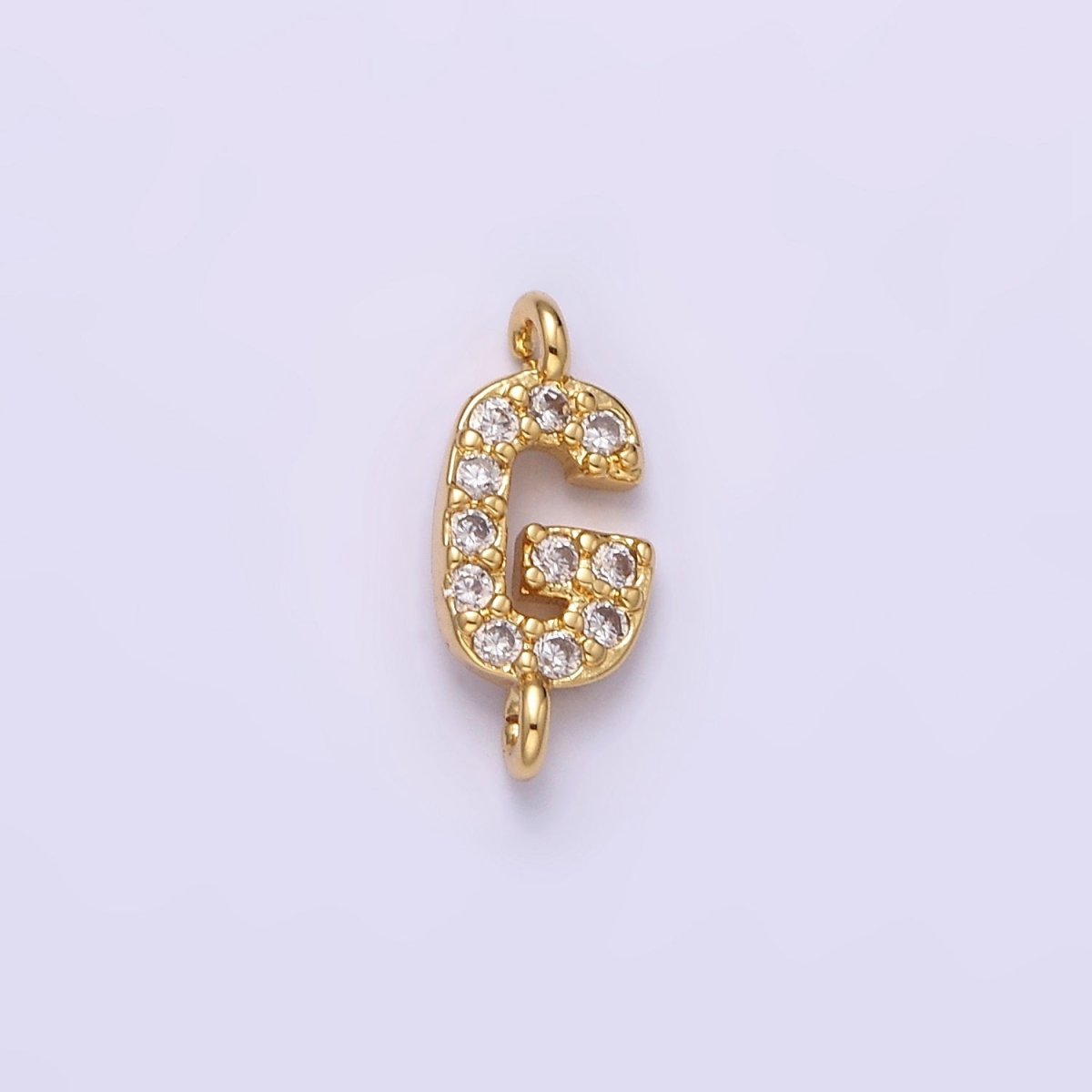 16K Gold Filled A-Z Initial Letter Micro Paved CZ Sideway Loop Personalized Jewelry For Necklace Bracelet Link Connector | A-651-A-663