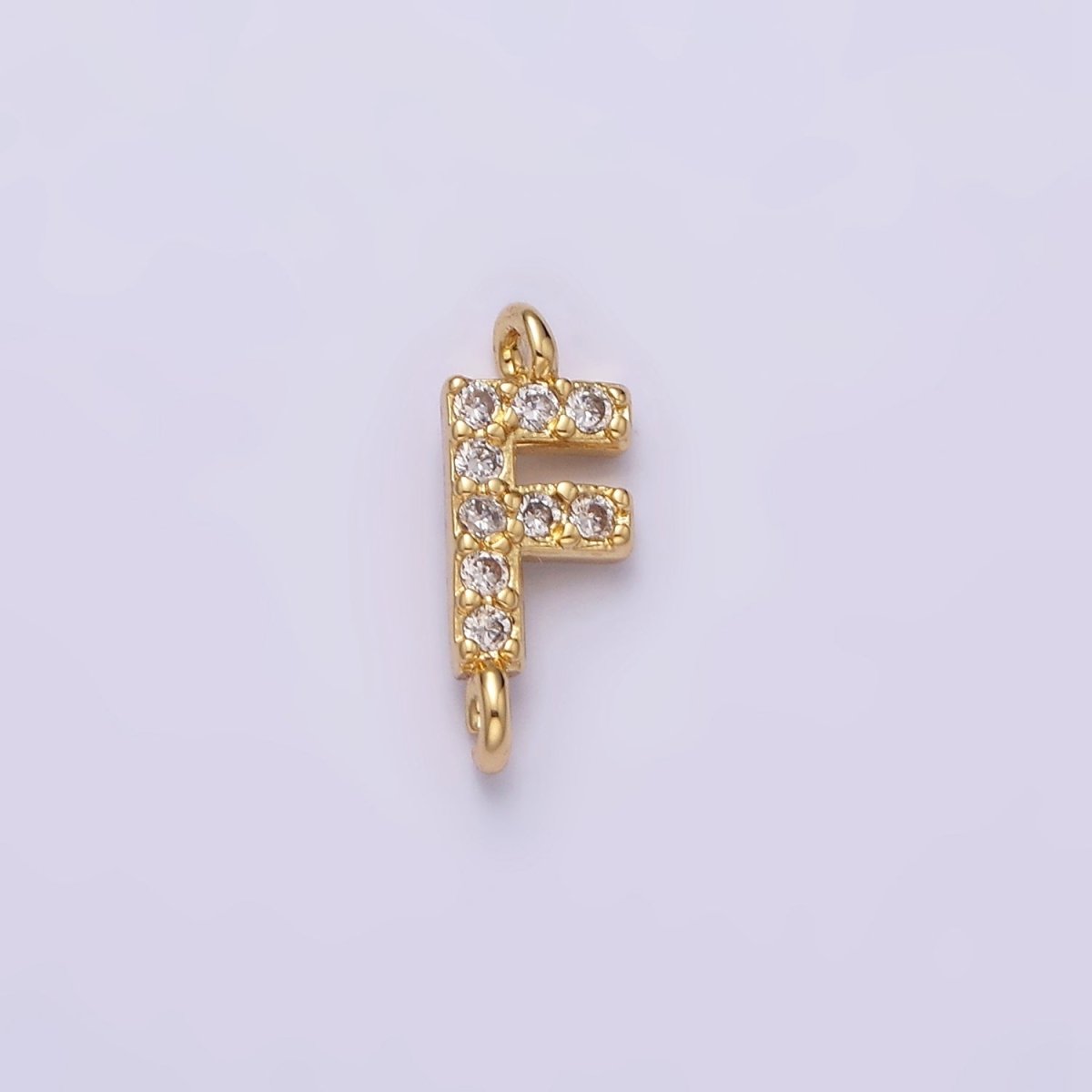 16K Gold Filled A-Z Initial Letter Micro Paved CZ Sideway Loop Personalized Jewelry For Necklace Bracelet Link Connector | A-651-A-663